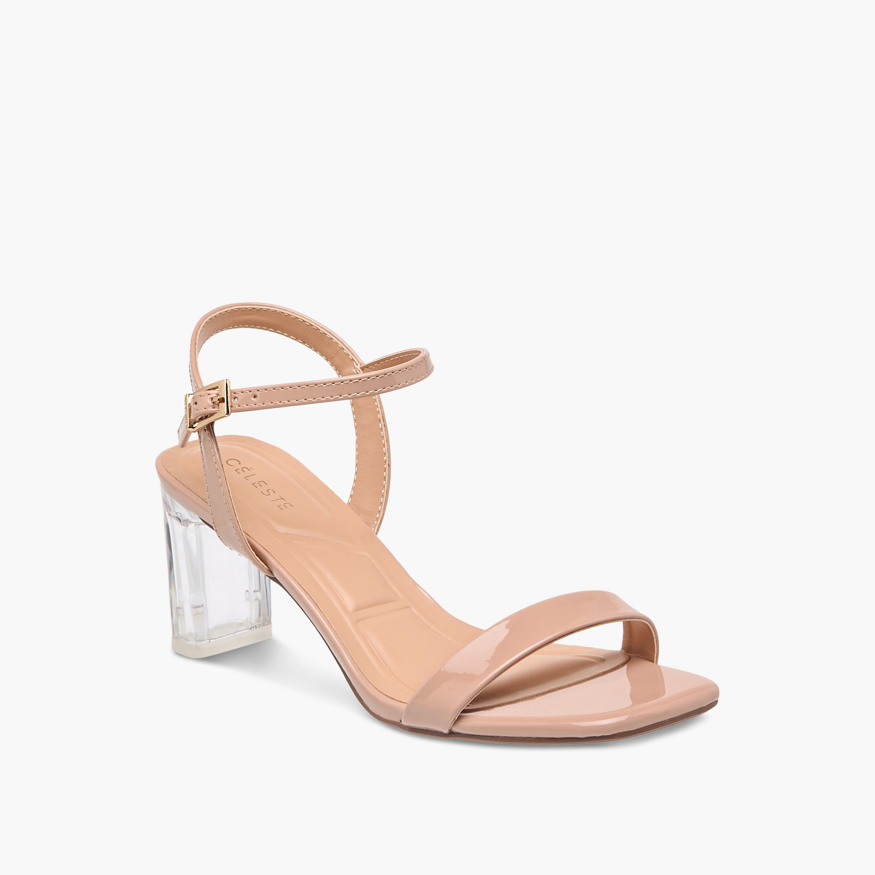 صندل سادة بكعب سميك وإبزيم إغلاق للنساء من سيليست-women-shoes-sandals-heeled-image-2
