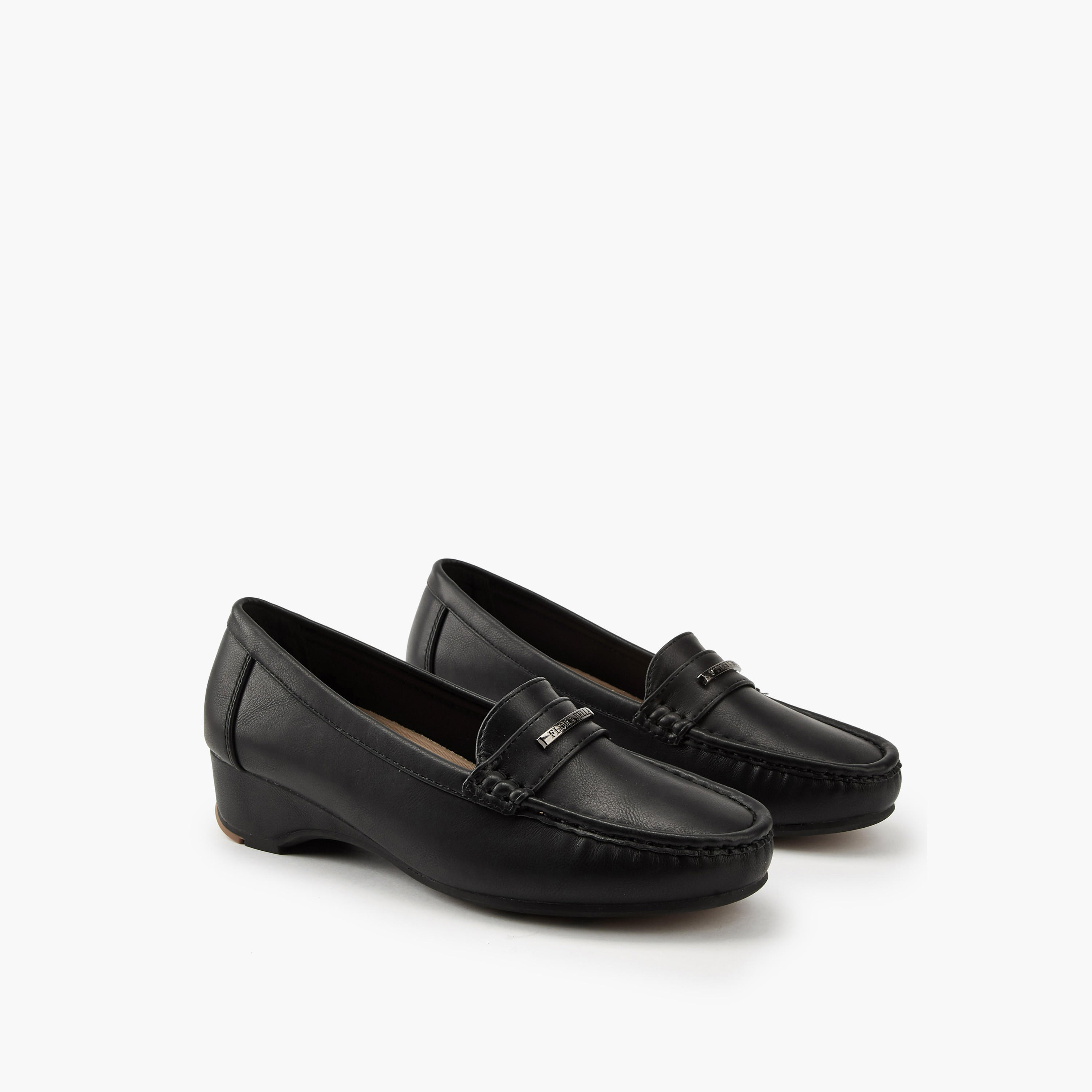 Flora Bella Metal Accent Loafers with Wedge Heels-women-shoes-heels-image-1