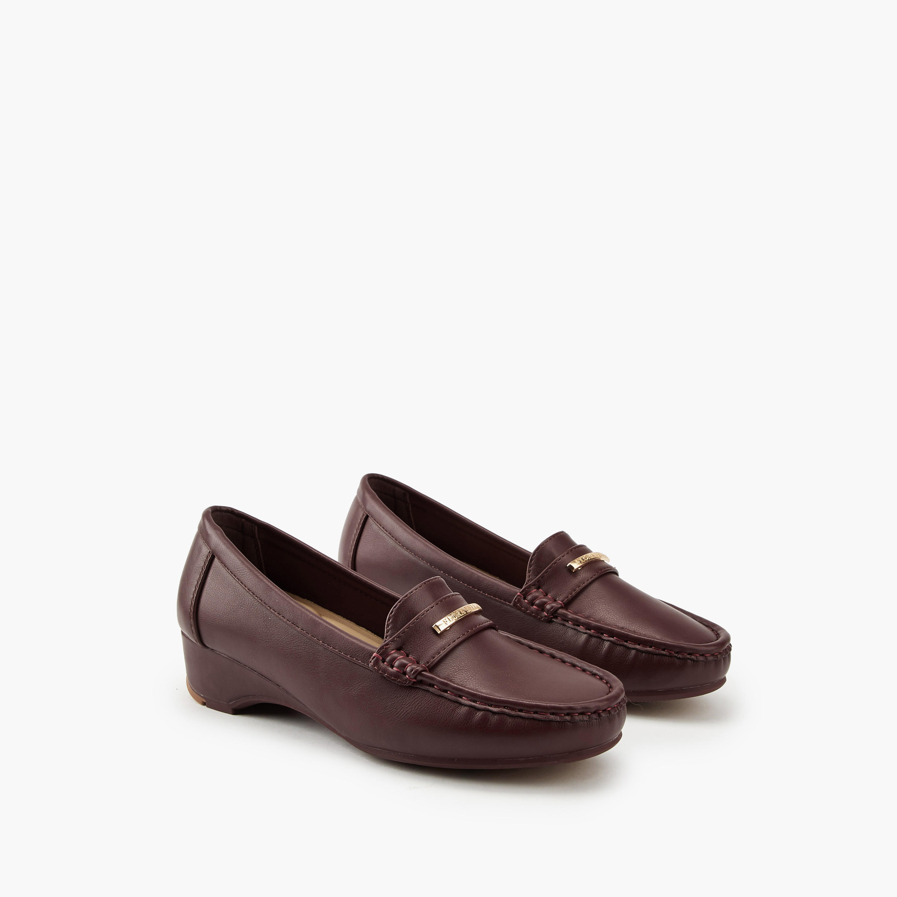Flora Bella Metal Accent Loafers with Wedge Heels-women-shoes-heels-image-1