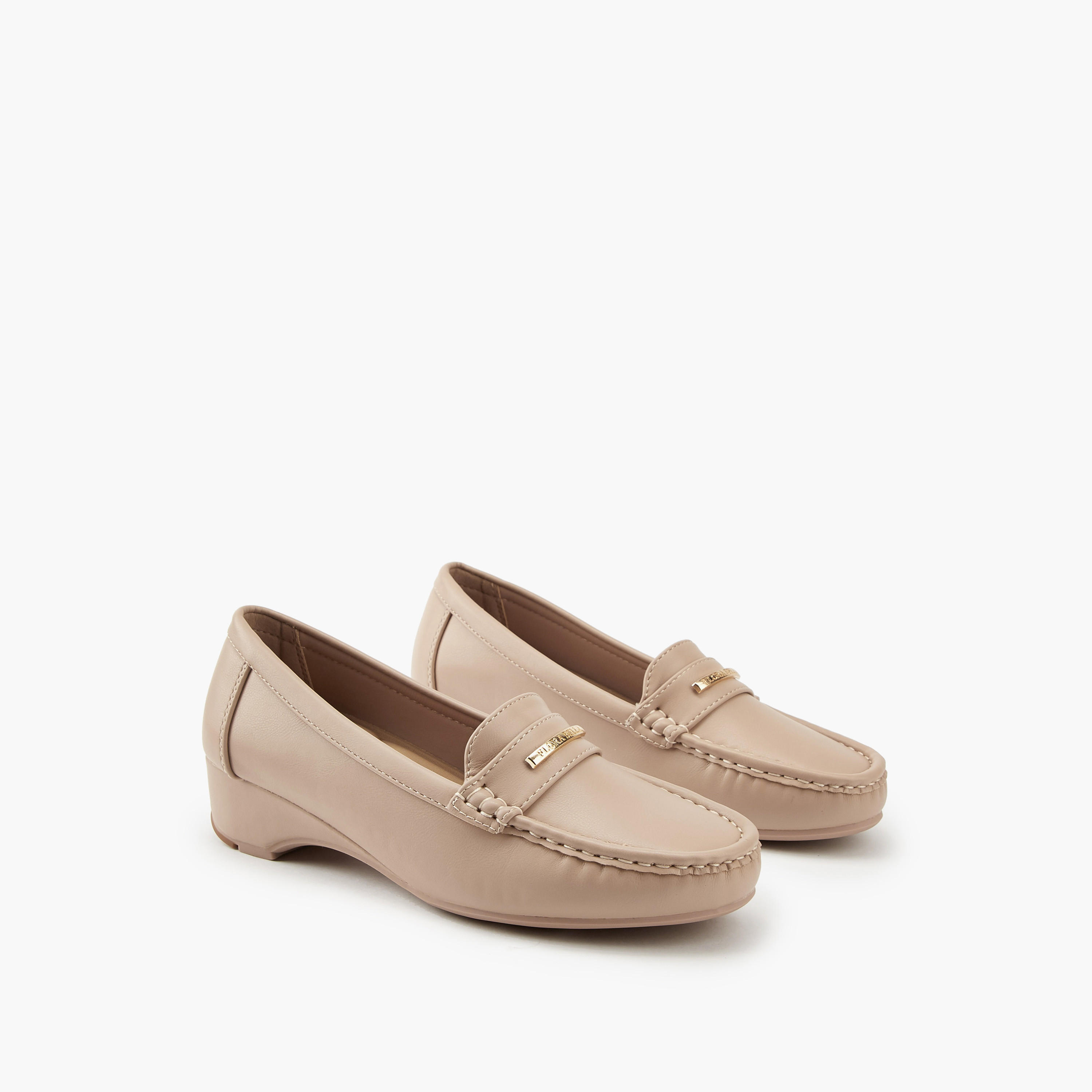 Flora Bella Metal Accent Loafers with Wedge Heels-women-shoes-heels-image-1