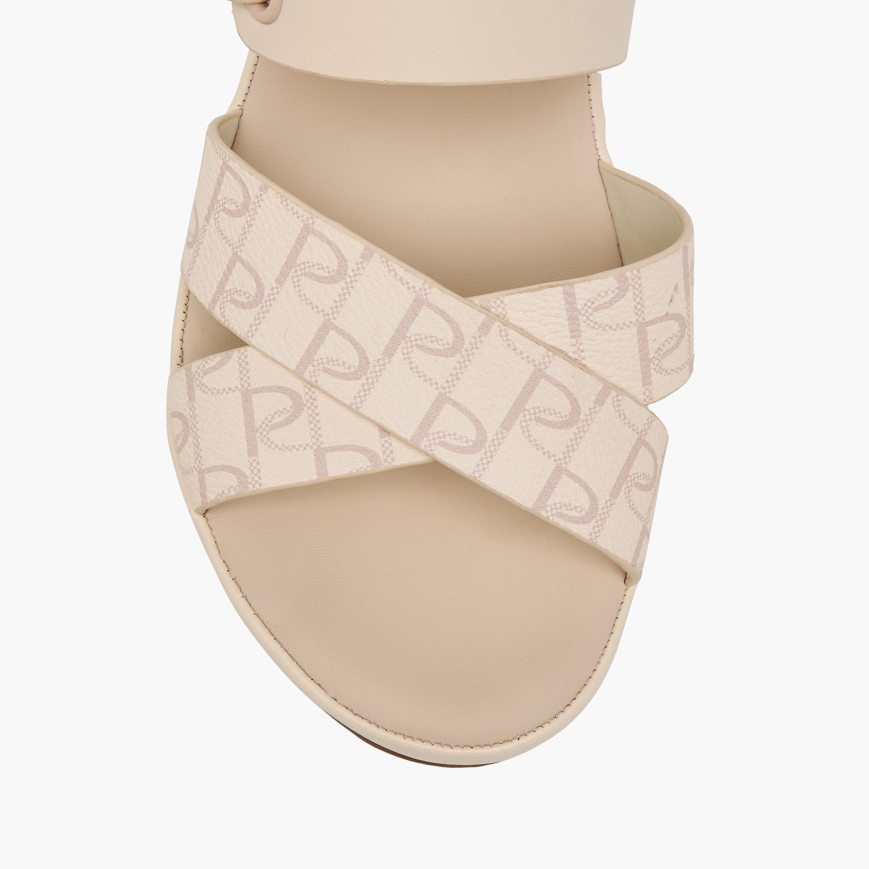 Paprika Monogram Print Slip-On Comfort Sandals with Wedge Heel-women-shoes-sandals-heeled-image-4