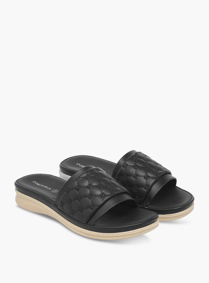 Paprika Monogram Quilted Slip-On Comfort Sandals-women-shoes-flats-sandals-image-1