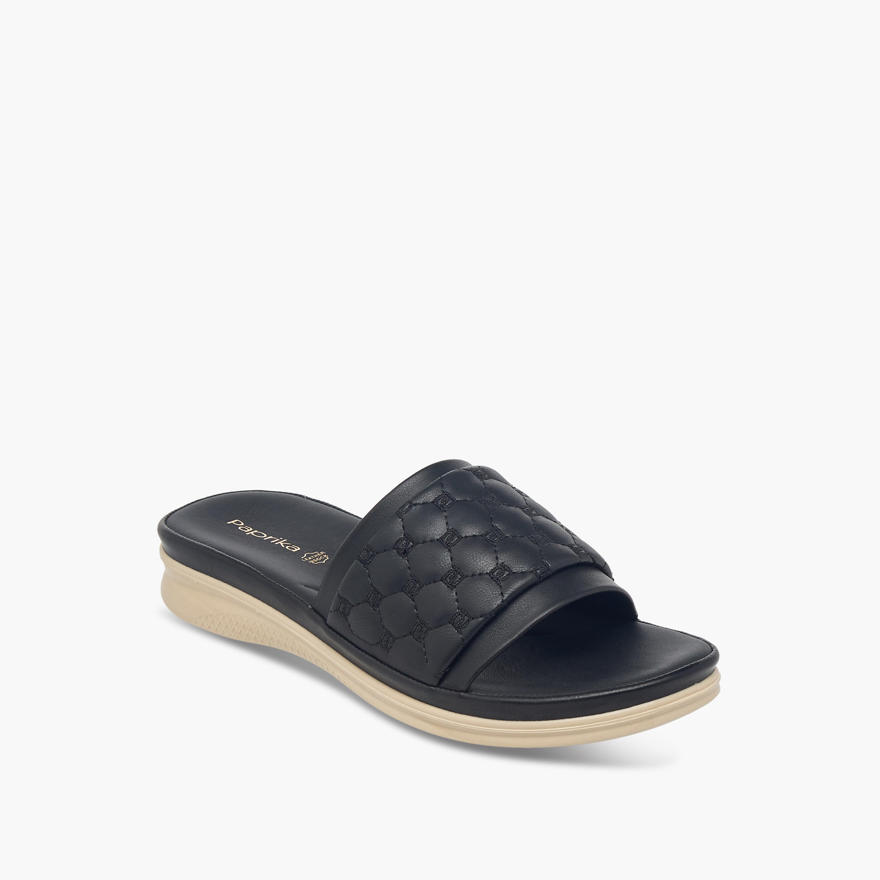 Paprika Monogram Quilted Slip-On Comfort Sandals-women-shoes-flats-sandals-image-2