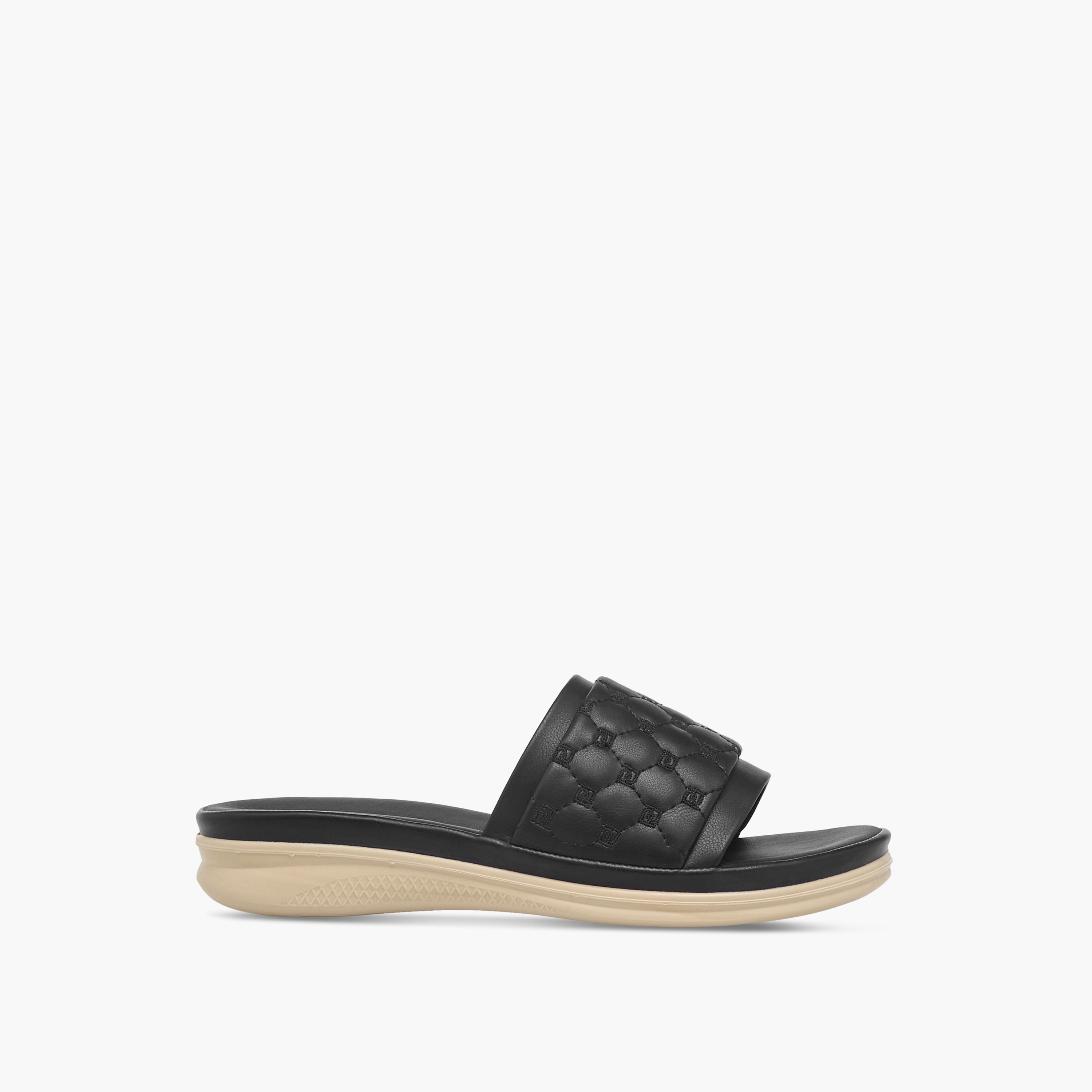 Paprika Monogram Quilted Slip-On Comfort Sandals-women-shoes-flats-sandals-image-3