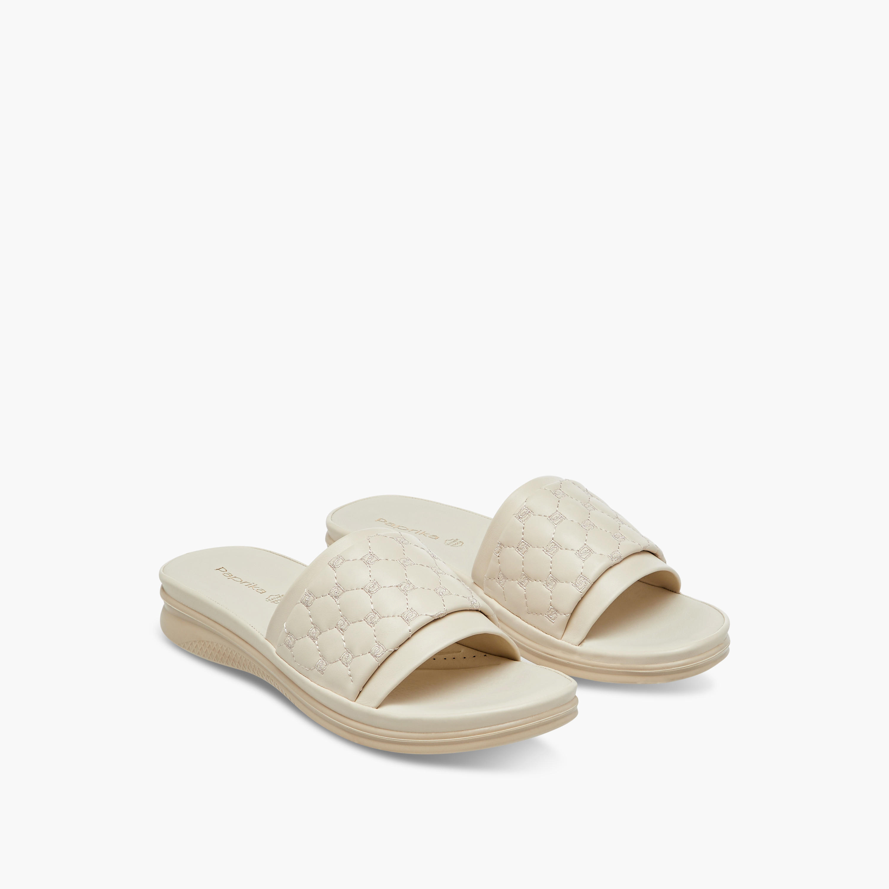 Paprika Monogram Quilted Slip-On Comfort Sandals-women-shoes-flats-sandals-image-1
