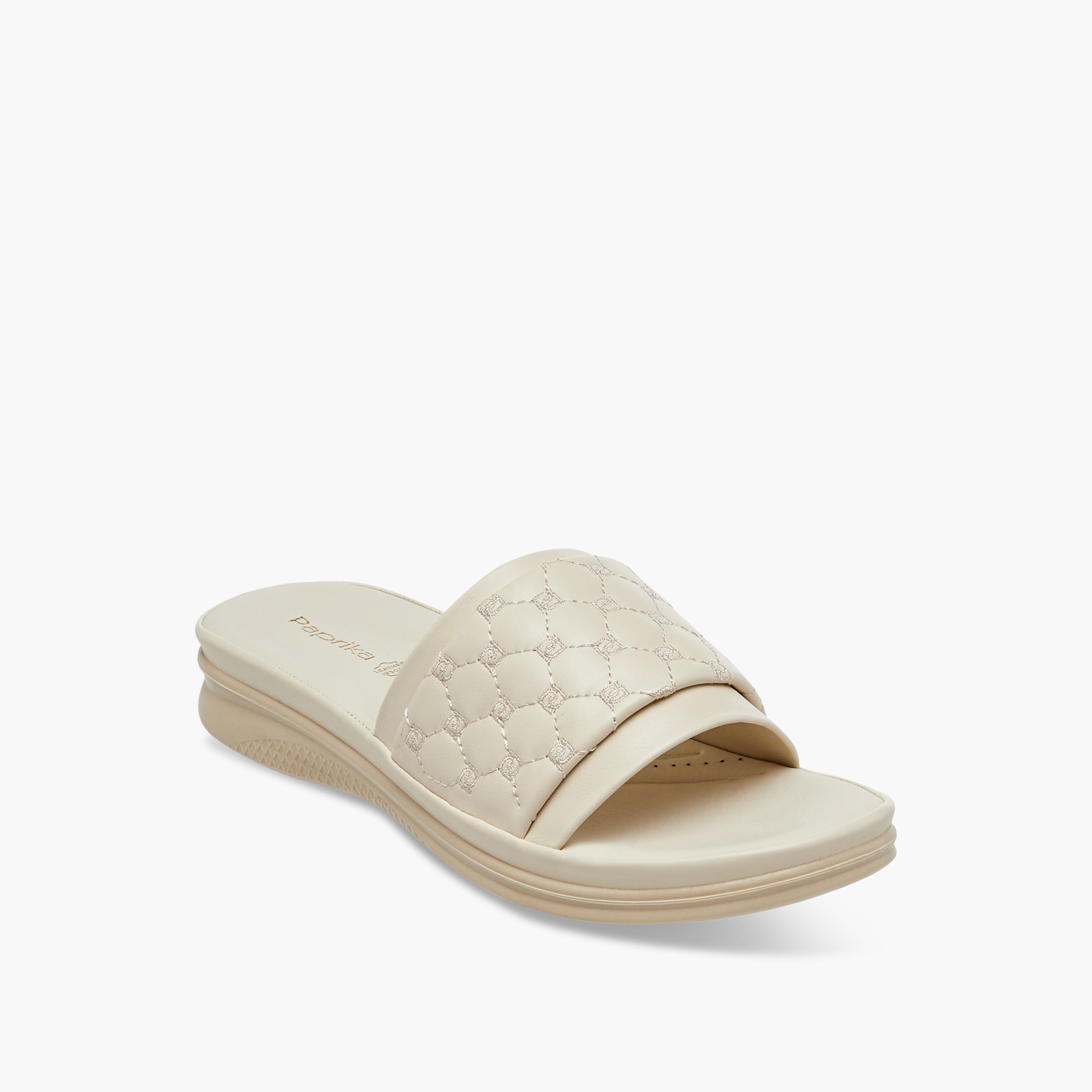 Paprika Monogram Quilted Slip-On Comfort Sandals-women-shoes-flats-sandals-image-2