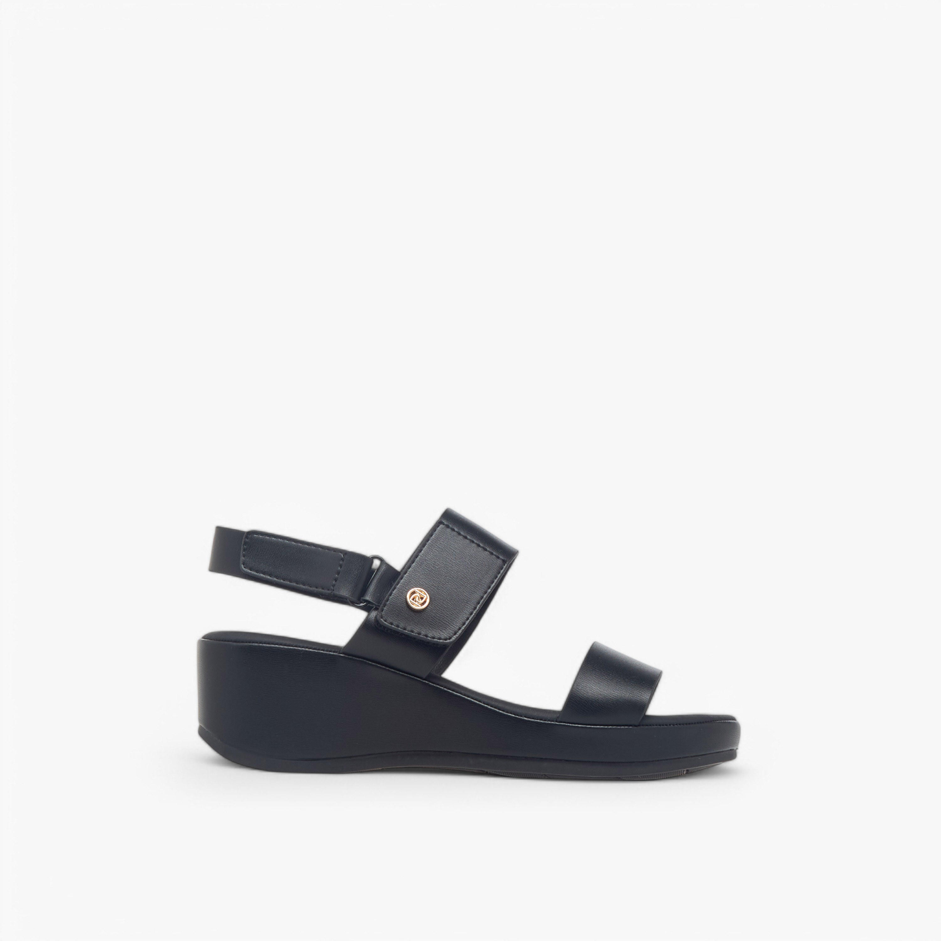 Paprika Solid Wedge Heel Comfort Sandals with Hook and Loop Closure-women-shoes-sandals-heeled-image-3