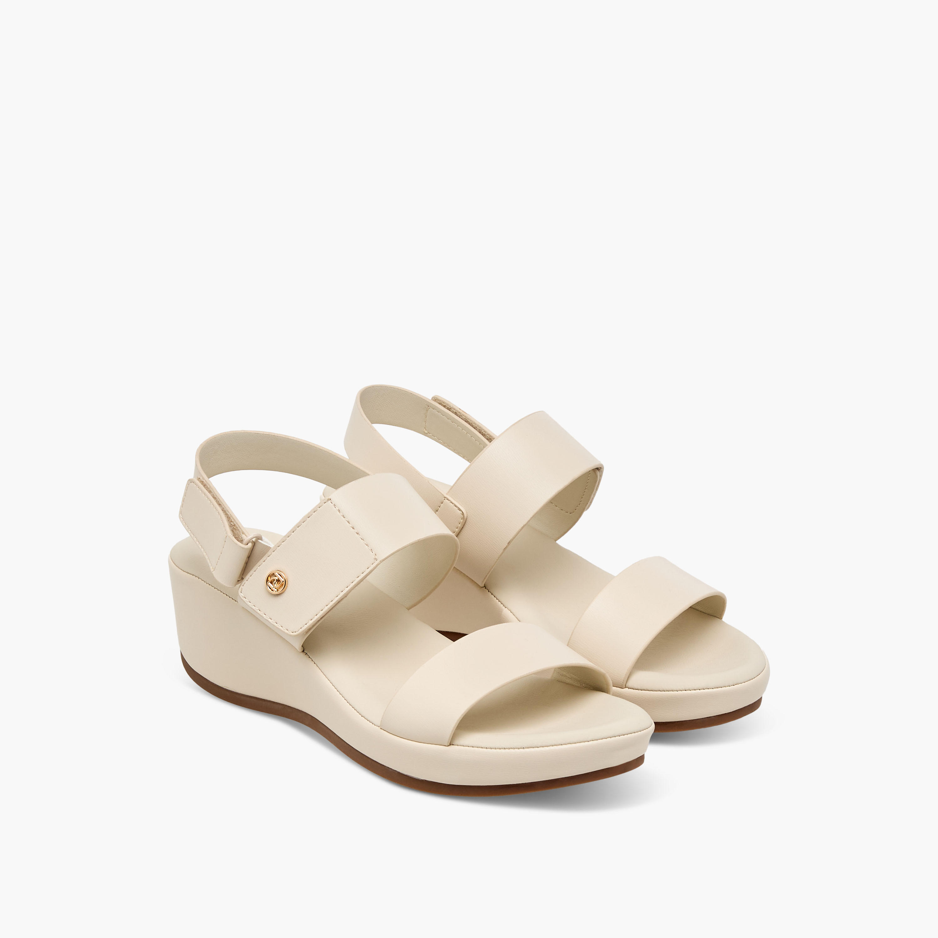 Paprika Solid Wedge Heel Comfort Sandals with Hook and Loop Closure-women-shoes-sandals-heeled-image-1