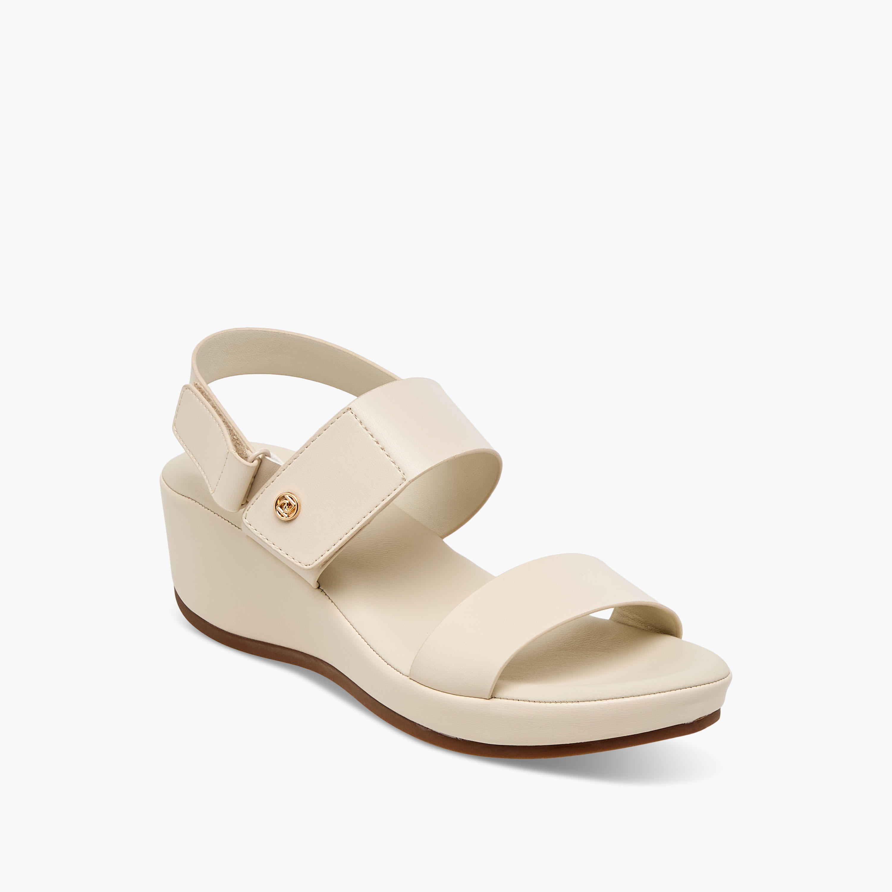 Paprika Solid Wedge Heel Comfort Sandals with Hook and Loop Closure-women-shoes-sandals-heeled-image-2