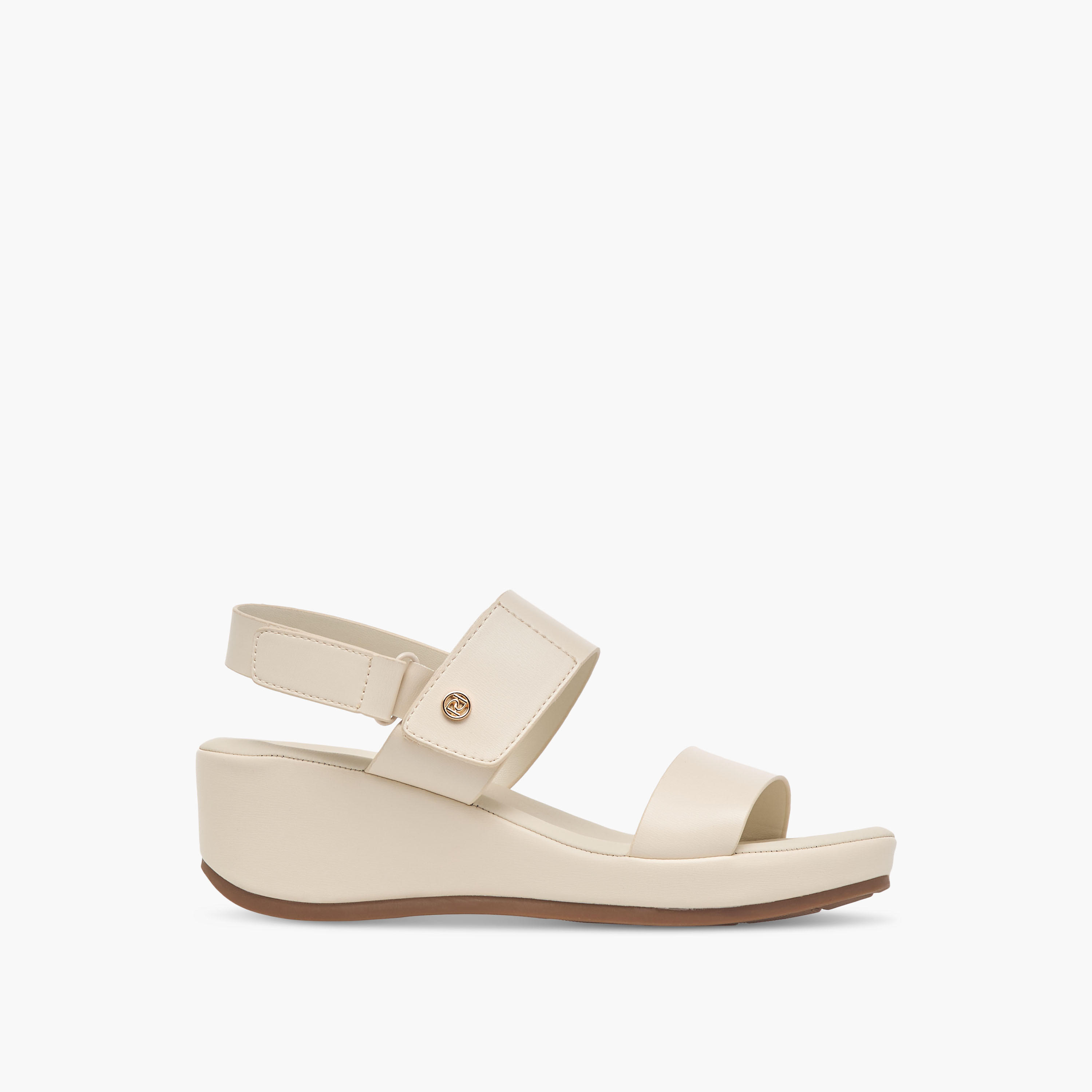 Paprika Solid Wedge Heel Comfort Sandals with Hook and Loop Closure-women-shoes-sandals-heeled-image-3