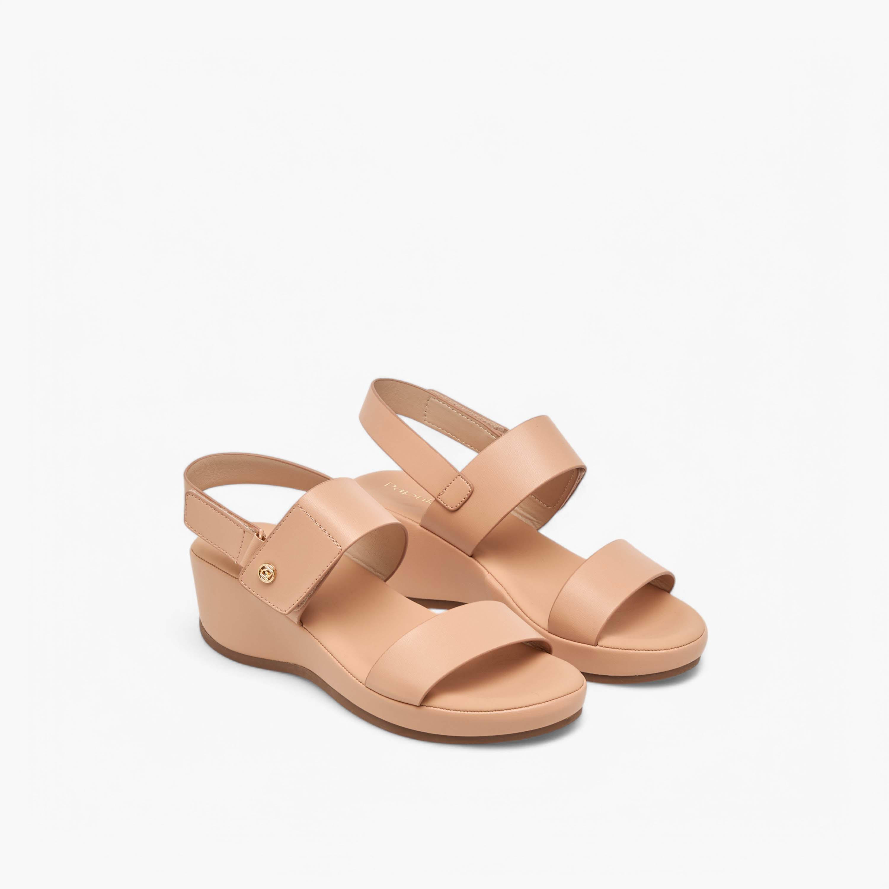 Paprika Solid Wedge Heel Comfort Sandals with Hook and Loop Closure-women-shoes-sandals-heeled-image-1