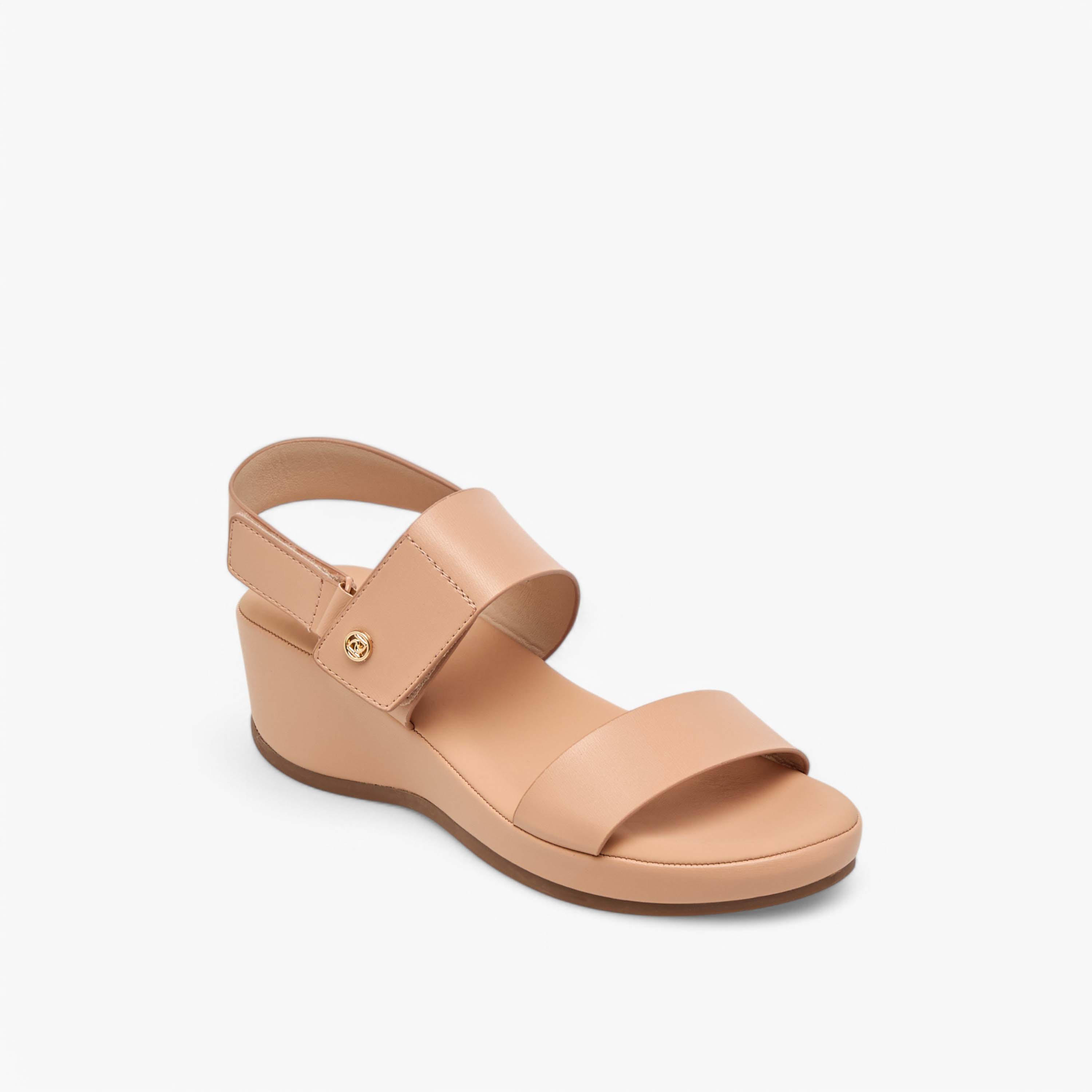 Paprika Solid Wedge Heel Comfort Sandals with Hook and Loop Closure-women-shoes-sandals-heeled-image-2
