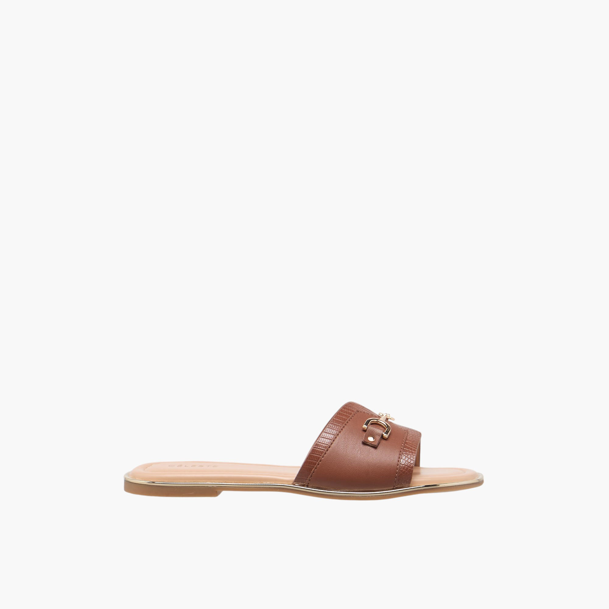 Celeste Women's Textured Slip-On Flat Sandals with Metal Accent-women-shoes-flats-sandals-image-3