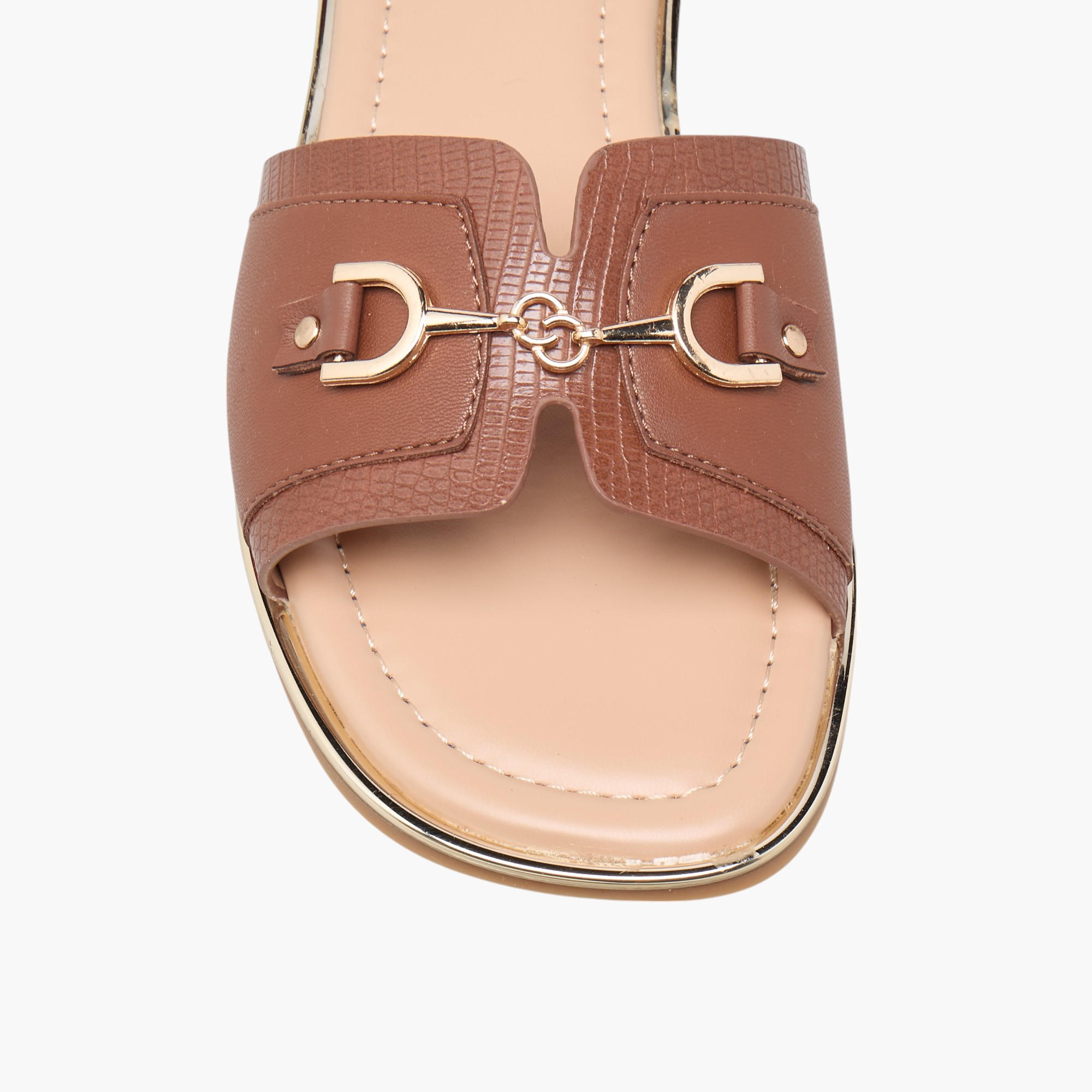 Celeste Women's Textured Slip-On Flat Sandals with Metal Accent-women-shoes-flats-sandals-image-4