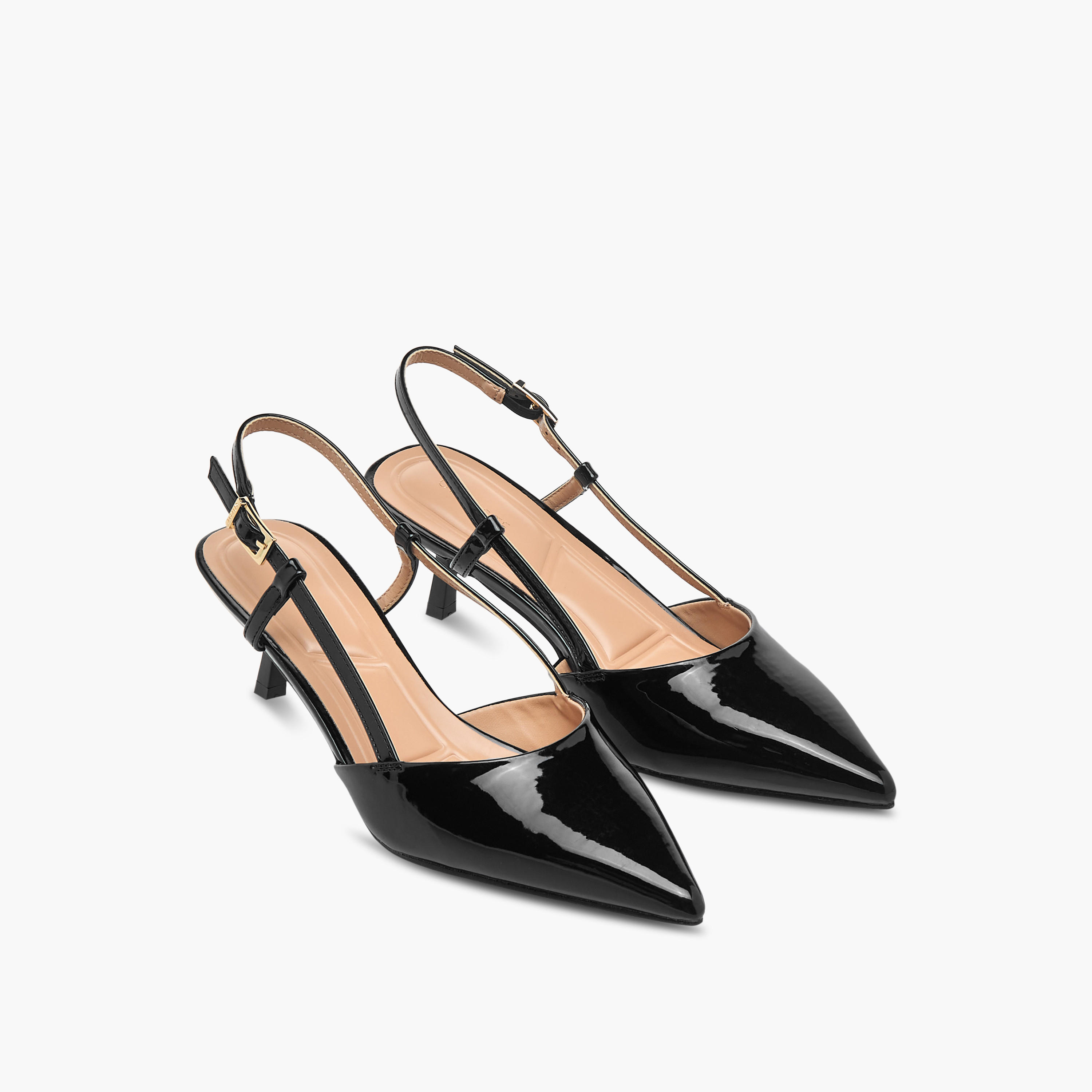 Celeste Women's Pointed Toe Slingback Shoes with Kitten Heels and Buckle Closure-women-shoes-heels-image-1