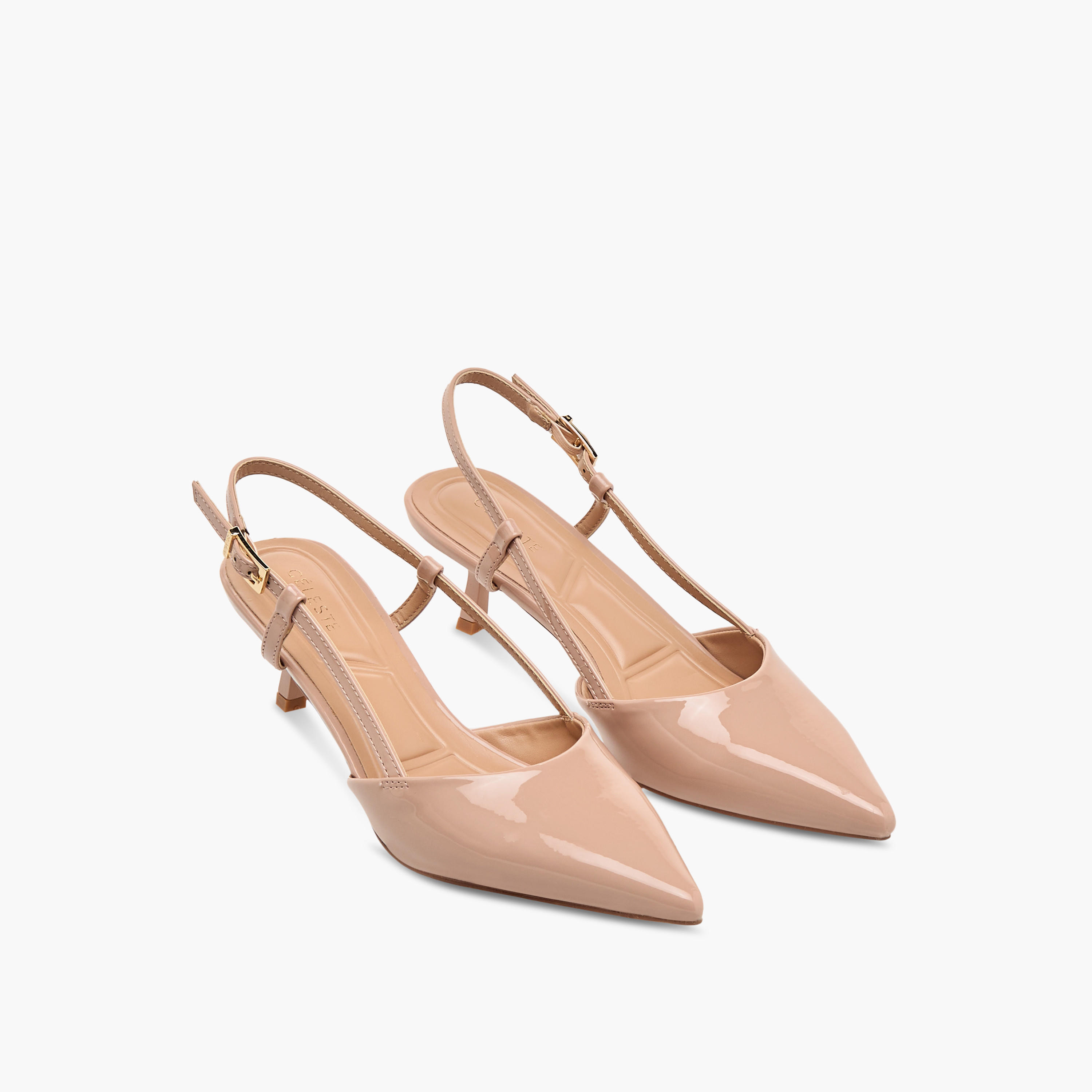 Celeste Women's Pointed Toe Slingback Shoes with Kitten Heels and Buckle Closure-women-shoes-heels-image-1