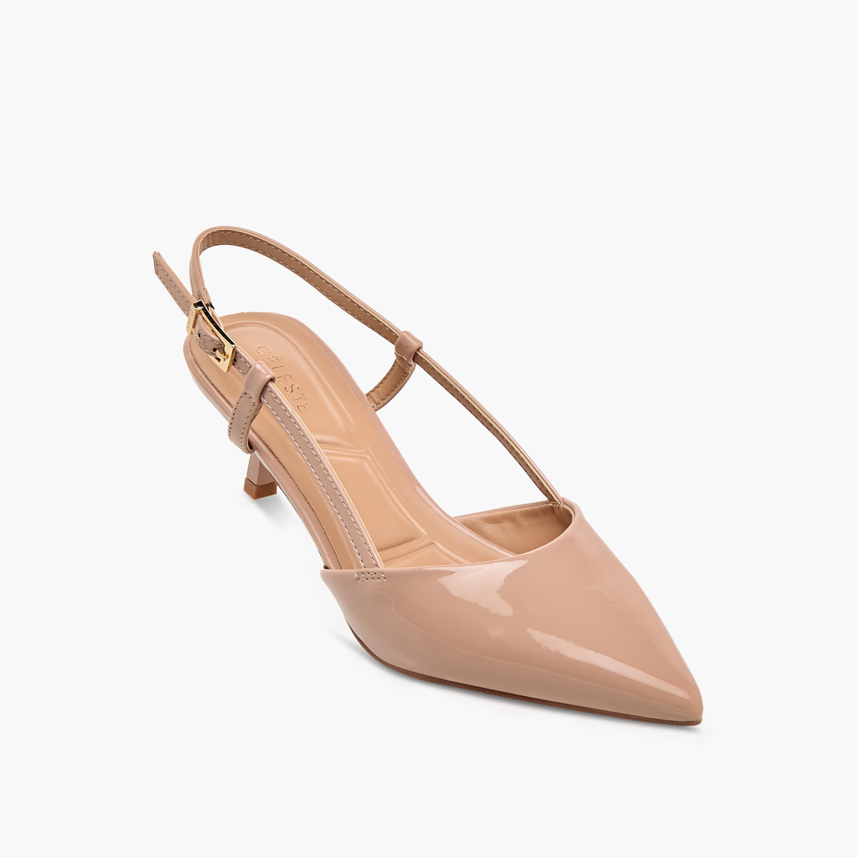 Celeste Women's Pointed Toe Slingback Shoes with Kitten Heels and Buckle Closure-women-shoes-heels-image-2
