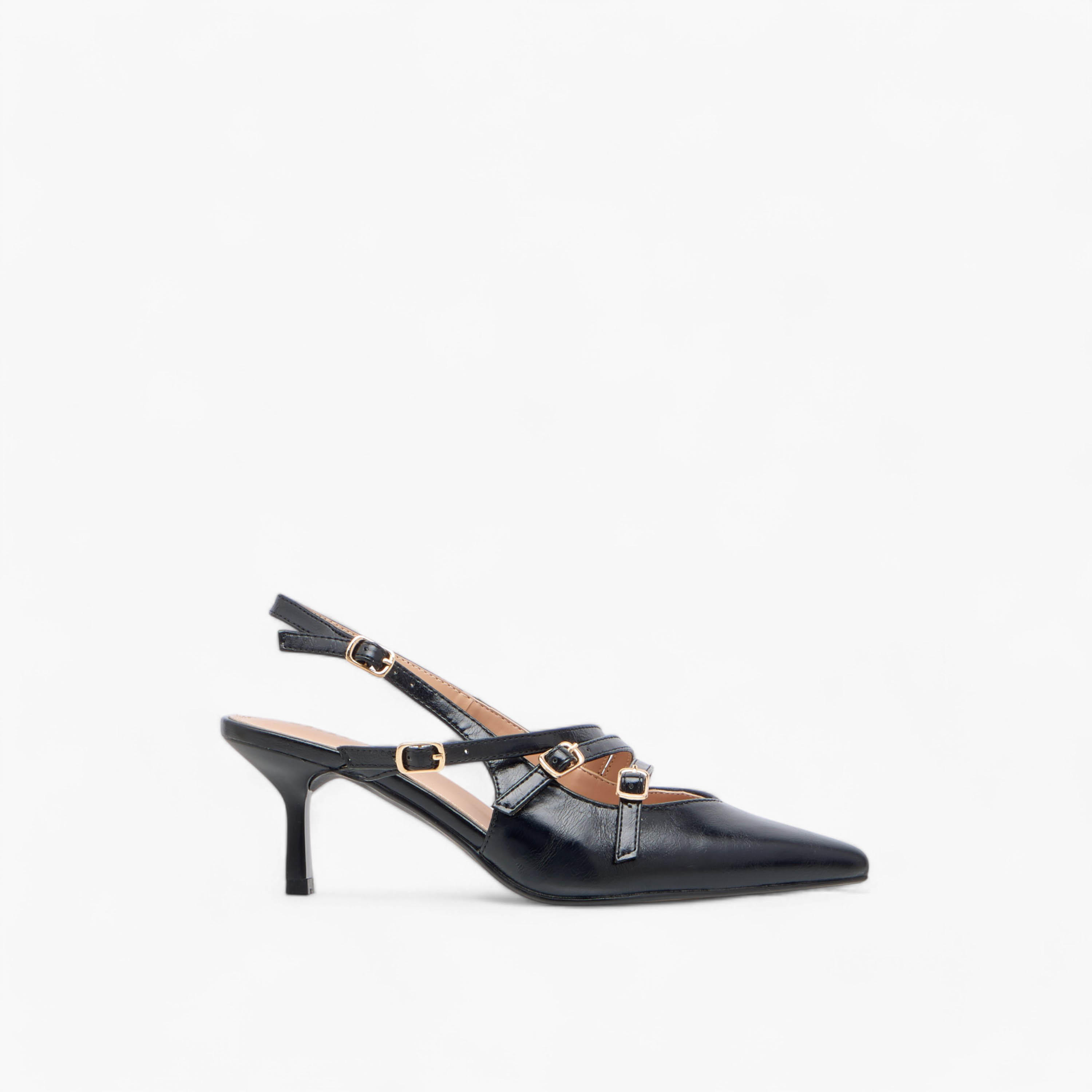 Celeste Women's Pointed Toe Shoes with Kitten Heels and Pin Buckle Closure-women-shoes-heels-image-3