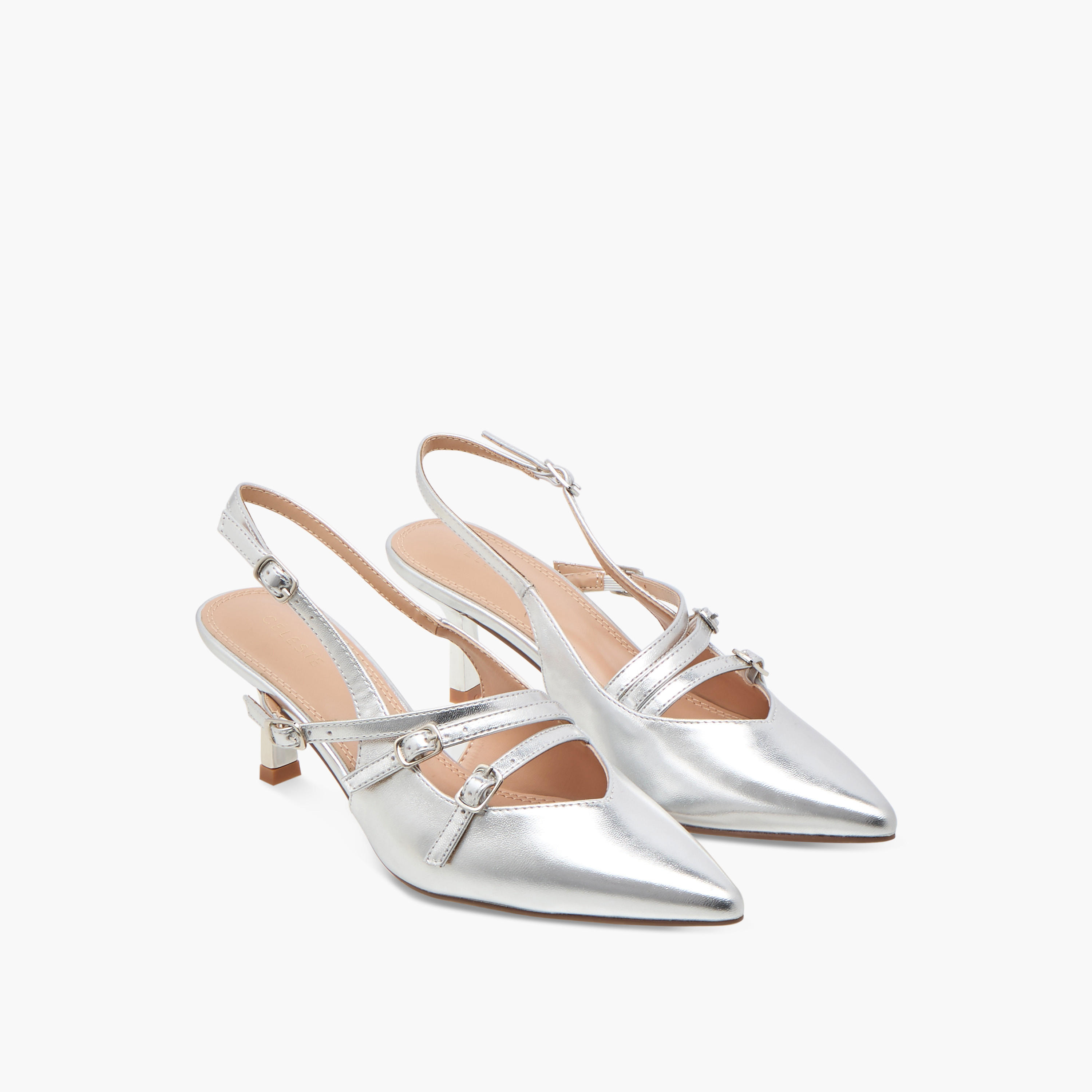 Celeste Women's Pointed Toe Shoes with Kitten Heels and Pin Buckle Closure-women-shoes-heels-image-1