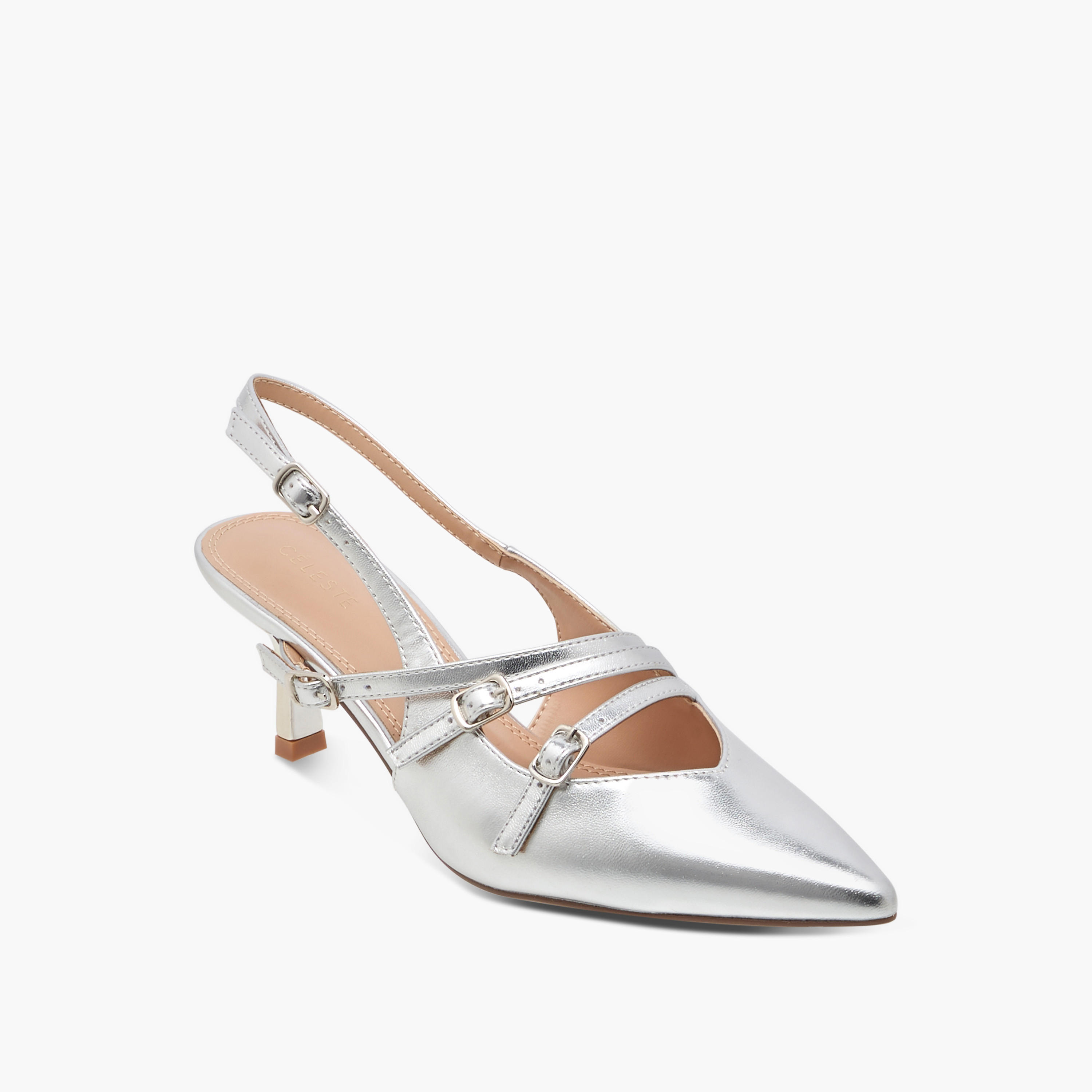 Celeste Women's Pointed Toe Shoes with Kitten Heels and Pin Buckle Closure-women-shoes-heels-image-2