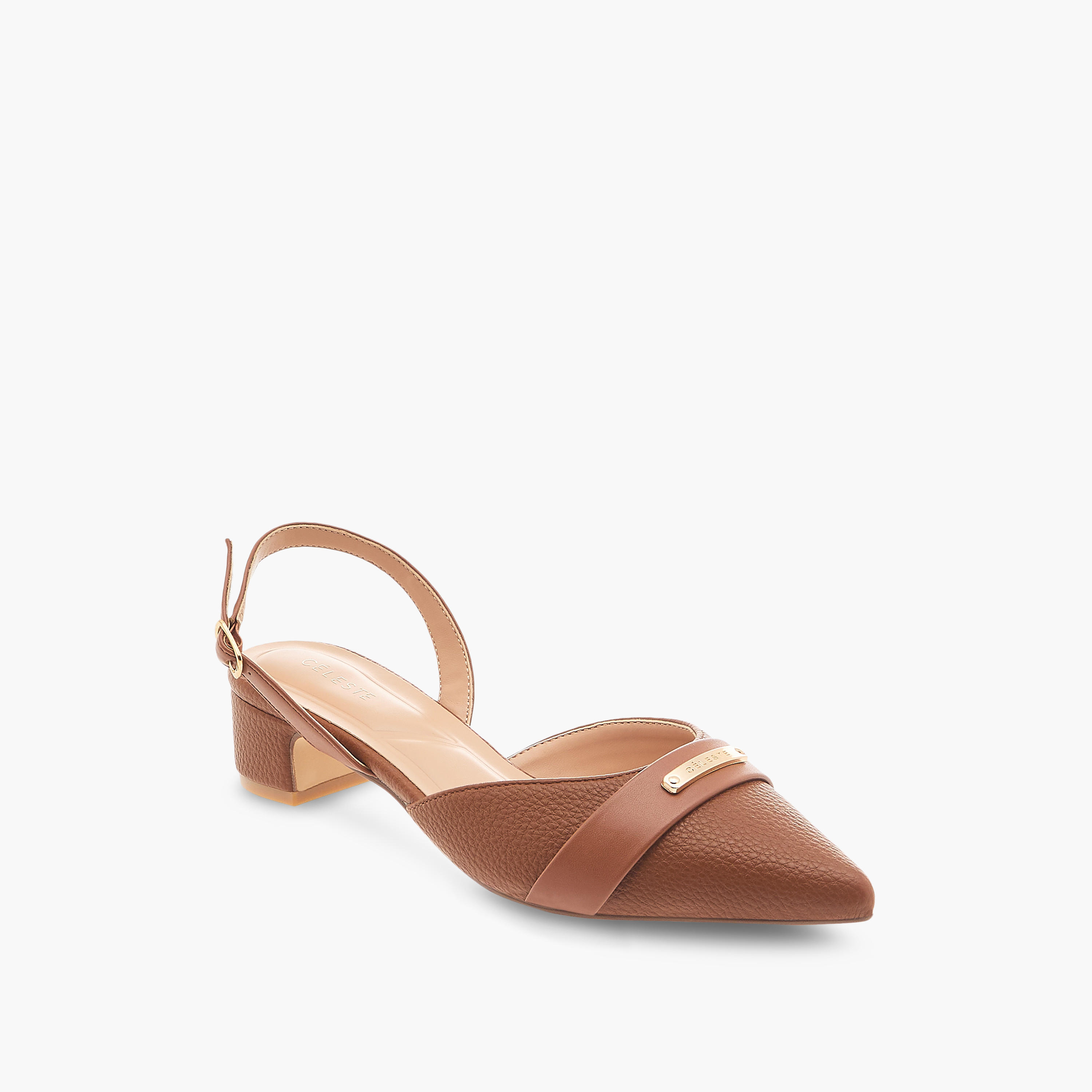 Celeste Women's Pointed Toe Block Heeled Shoes with Buckle Closure-women-shoes-sandals-heeled-image-2