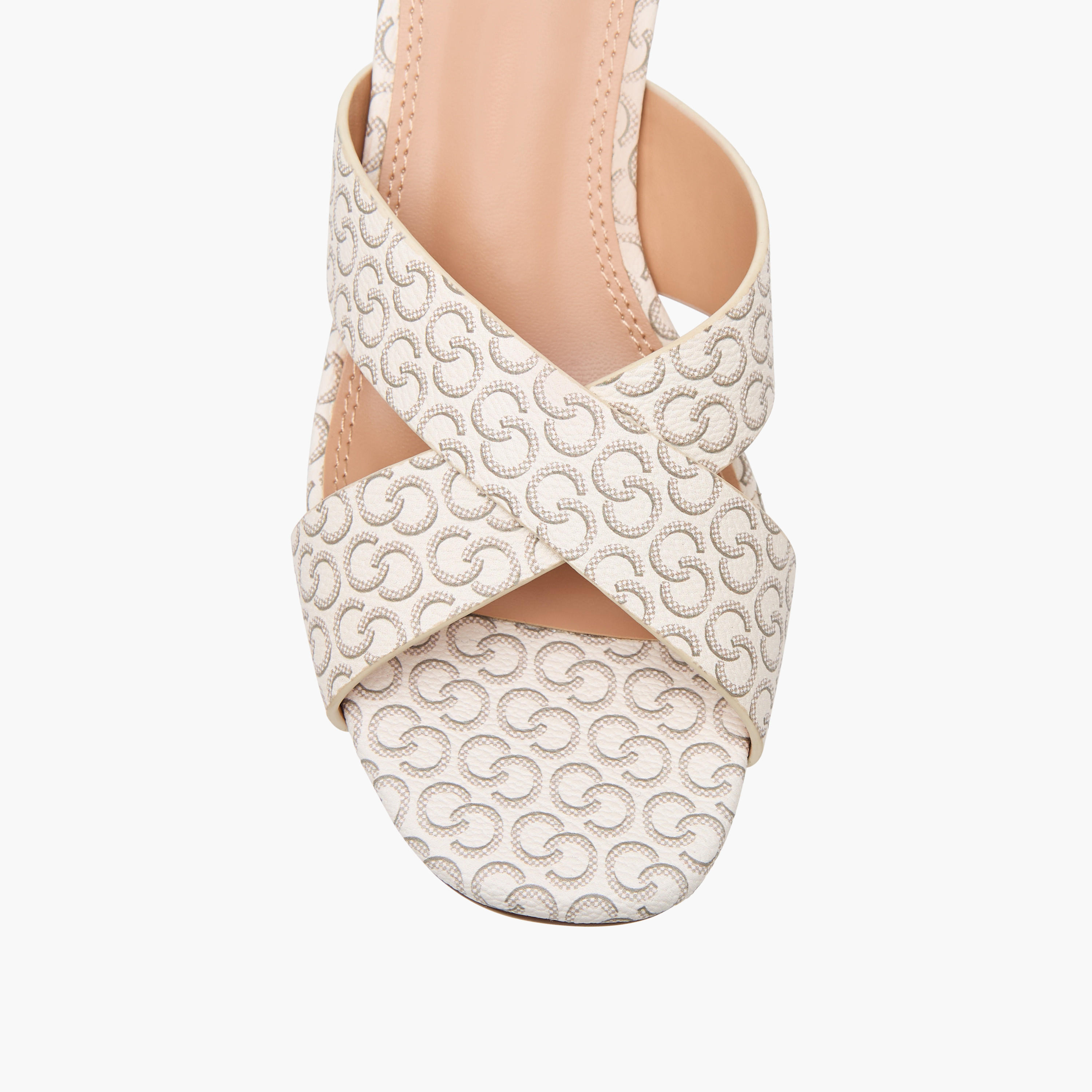 Celeste Women's Monogram Print Slip-On Sandals with Flared Heels-women-shoes-sandals-heeled-image-4