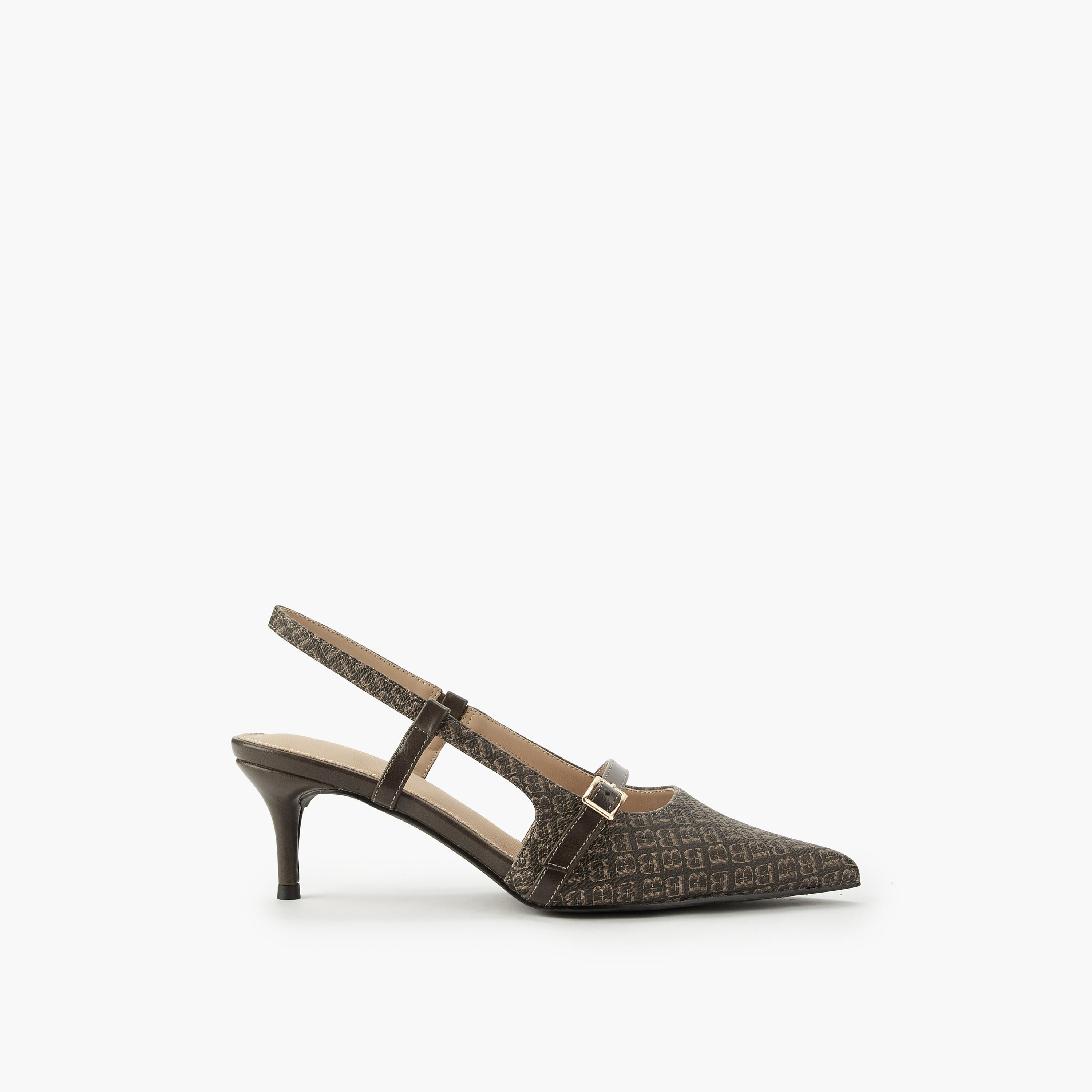 حذاء بطبعات مونوجرام وحزام خلفي من فلورا بيلا-women-shoes-heels-image-2