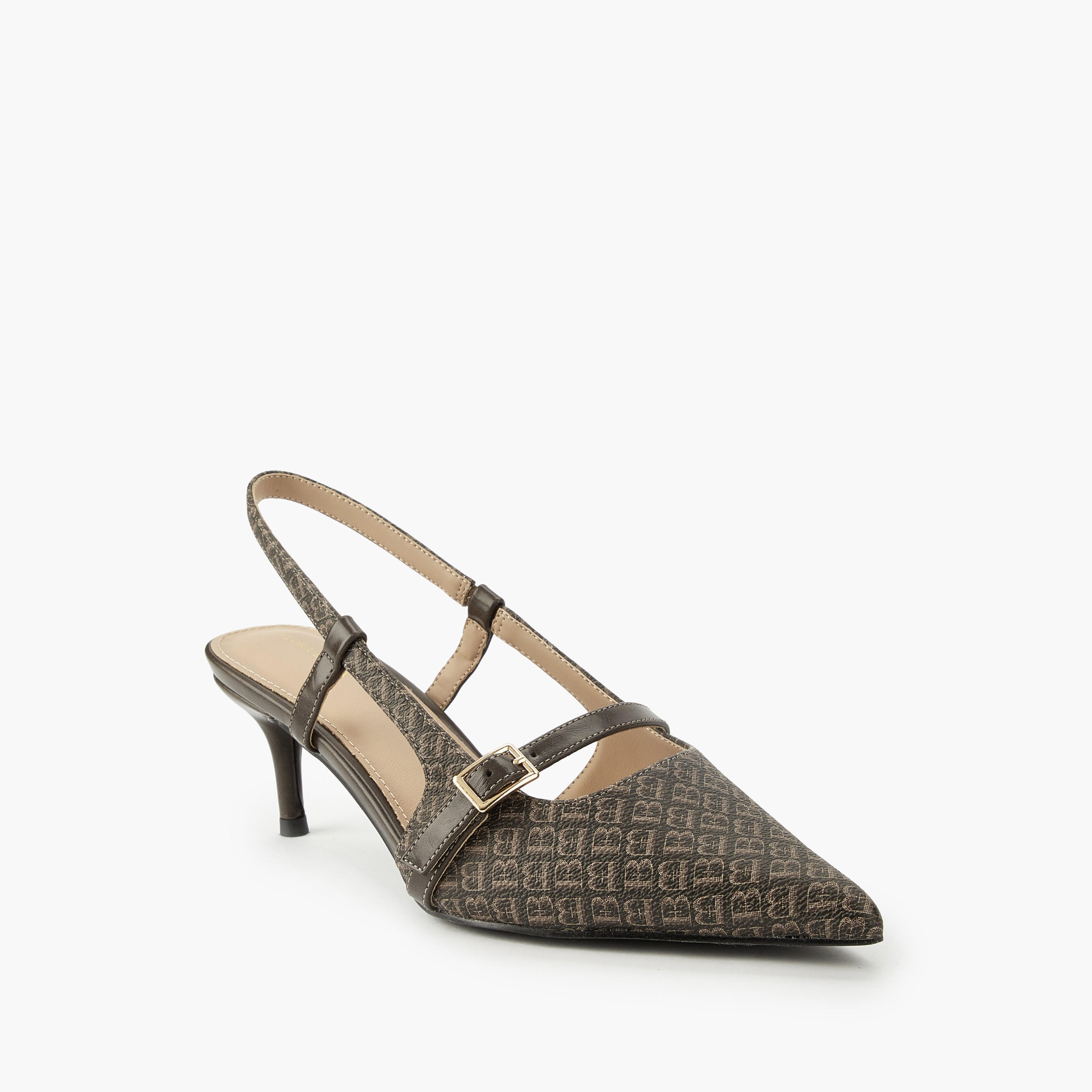 حذاء بطبعات مونوجرام وحزام خلفي من فلورا بيلا-women-shoes-heels-image-3