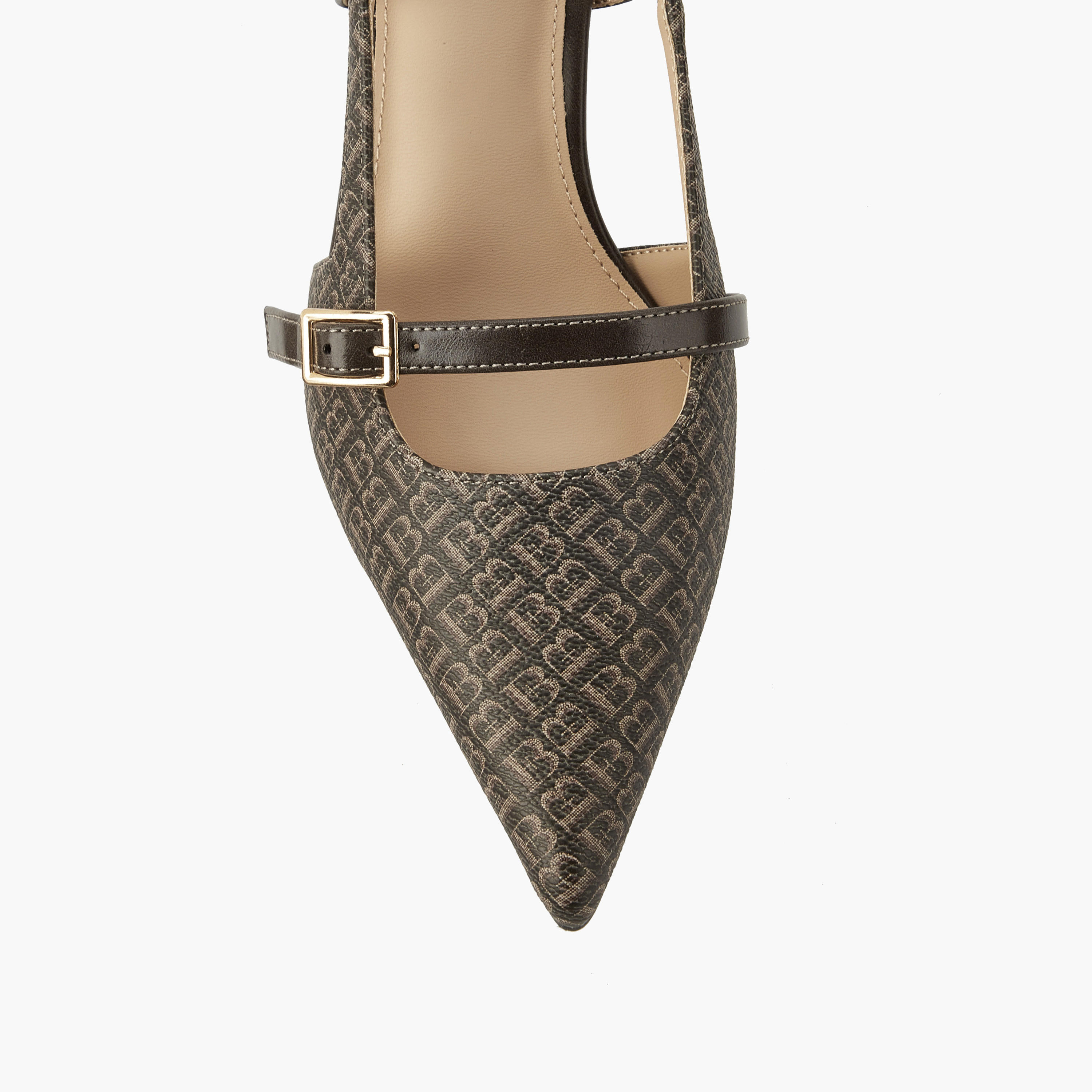 حذاء بطبعات مونوجرام وحزام خلفي من فلورا بيلا-women-shoes-heels-image-4
