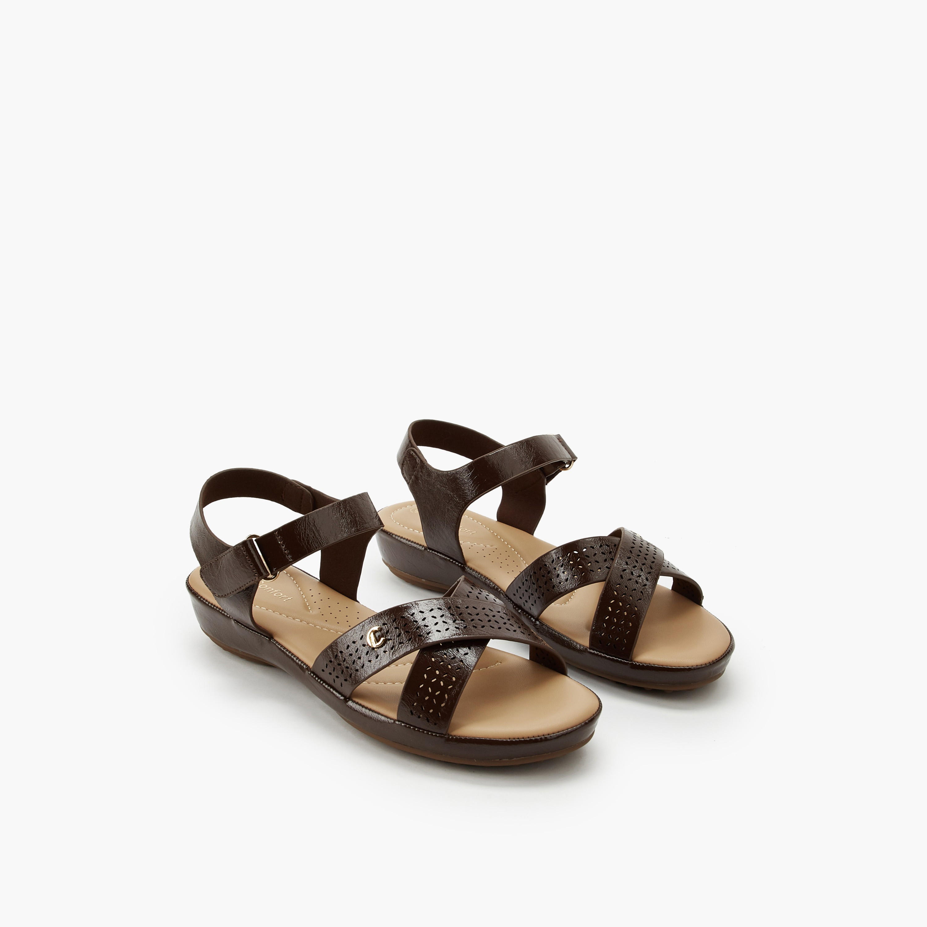 صندل بشريط إغلاق لاصق للنساء من لو كونفورت-women-shoes-sandals-flats-image-1