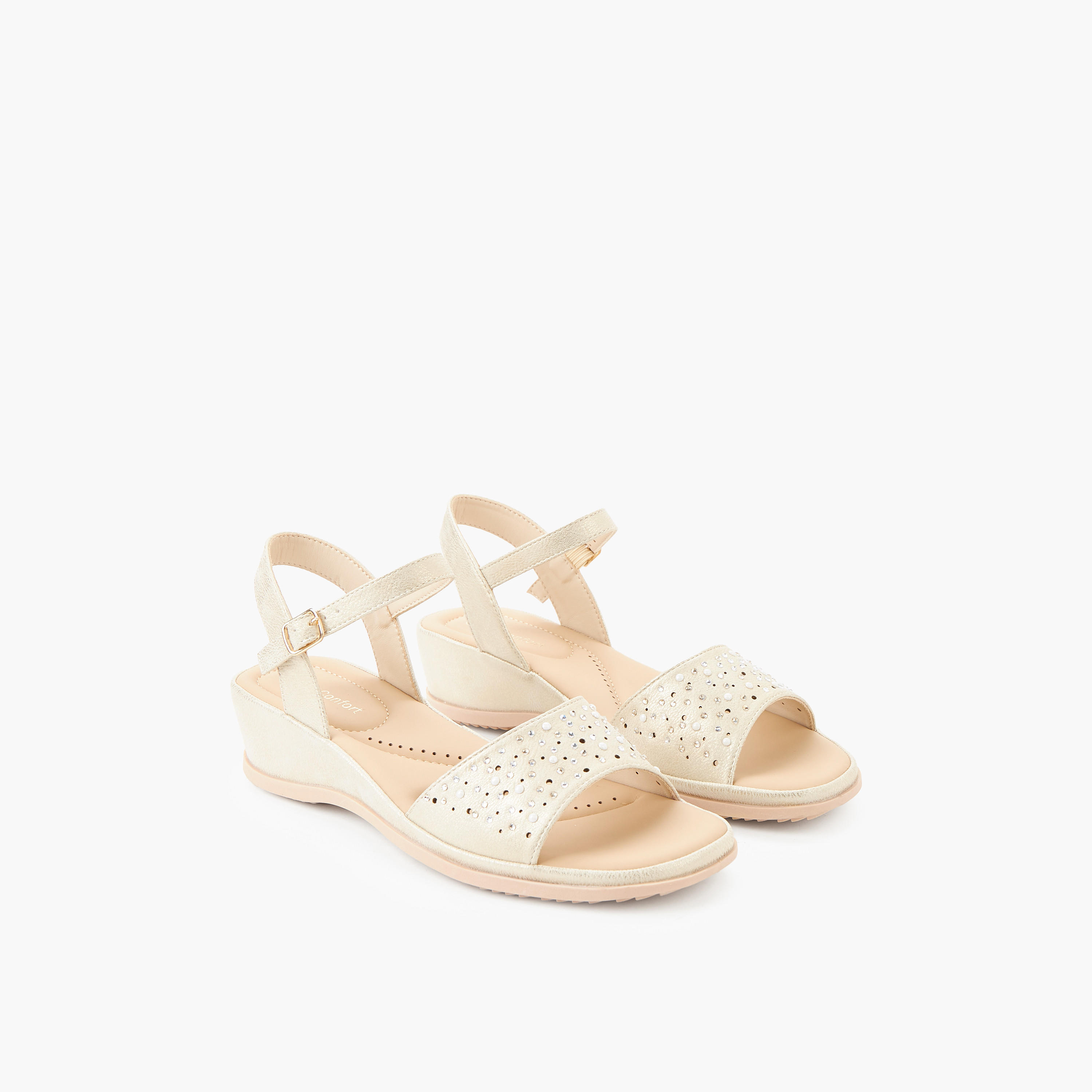 Le Confort Women Embellished Wedge Heel Sandals-women-shoes-sandals-heeled-image-1