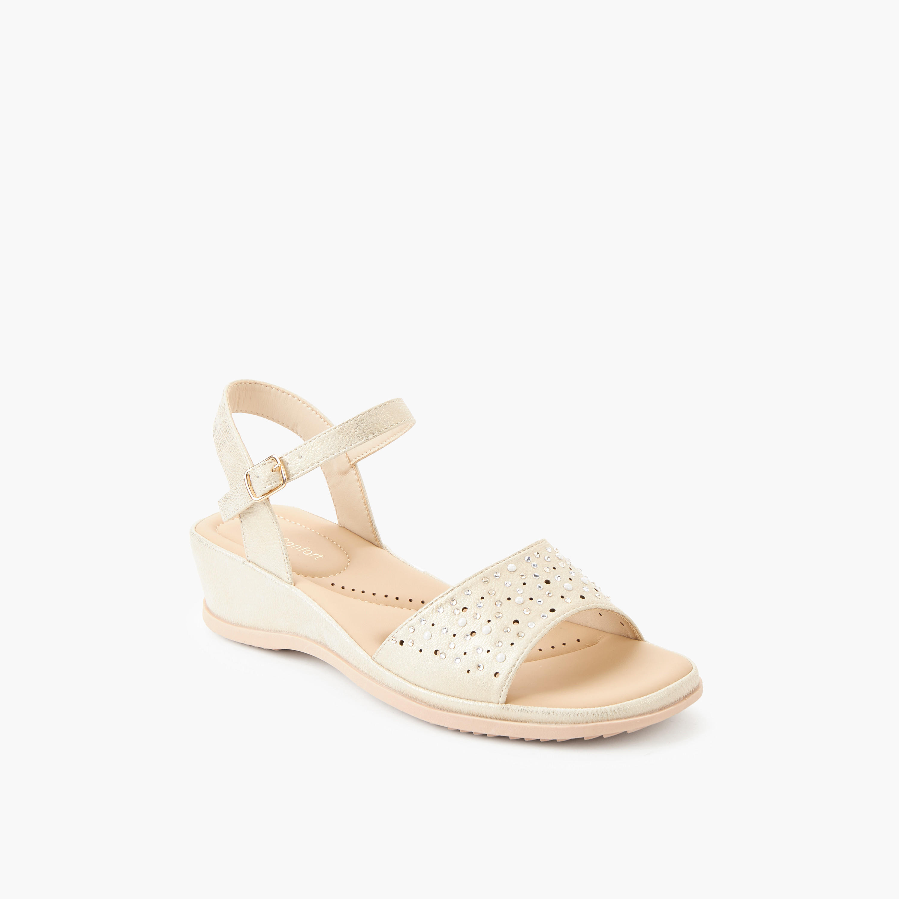 Le Confort Women Embellished Wedge Heel Sandals-women-shoes-sandals-heeled-image-2