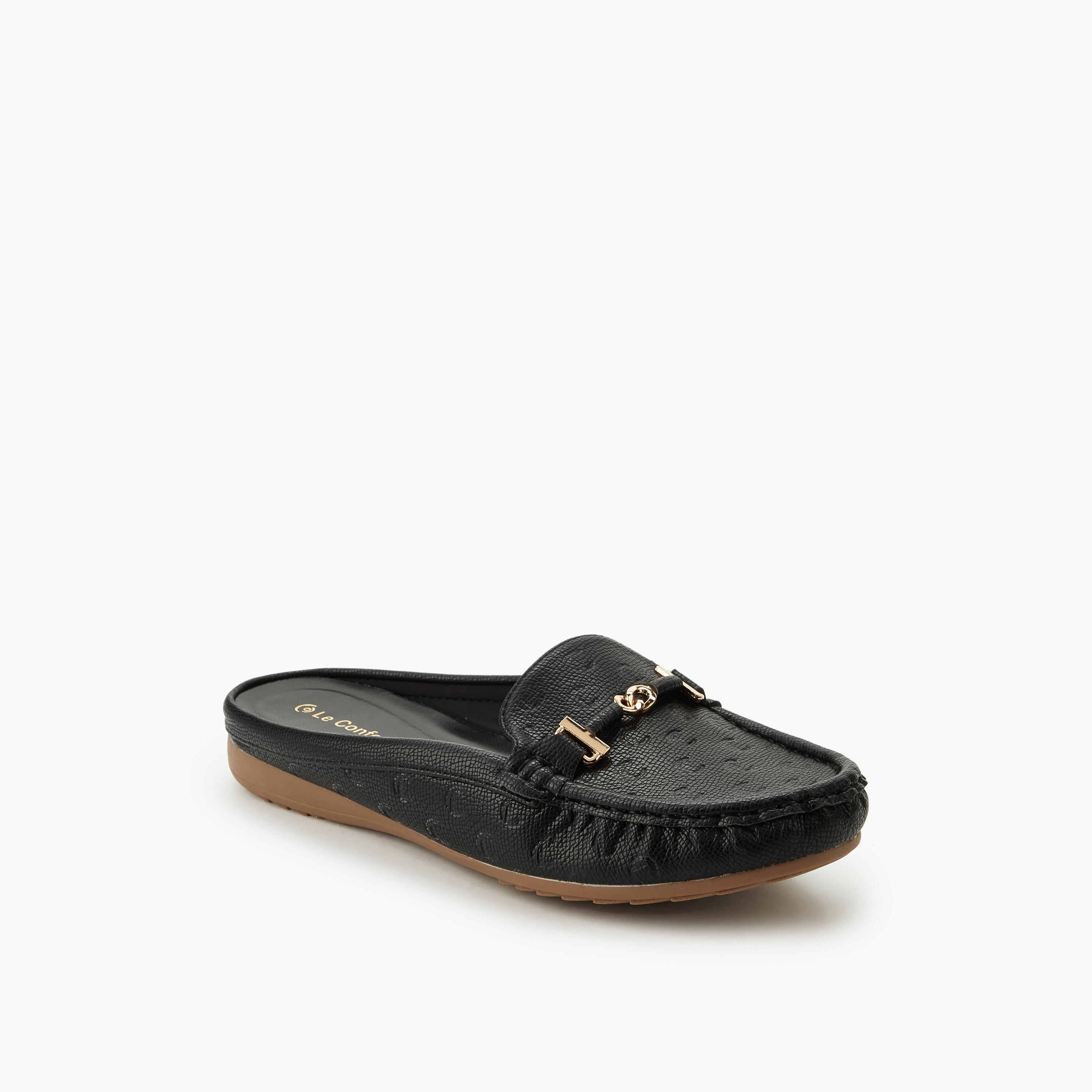 Le Confort Women Monogram Embossed Mules-women-shoes-flats-mules-image-6