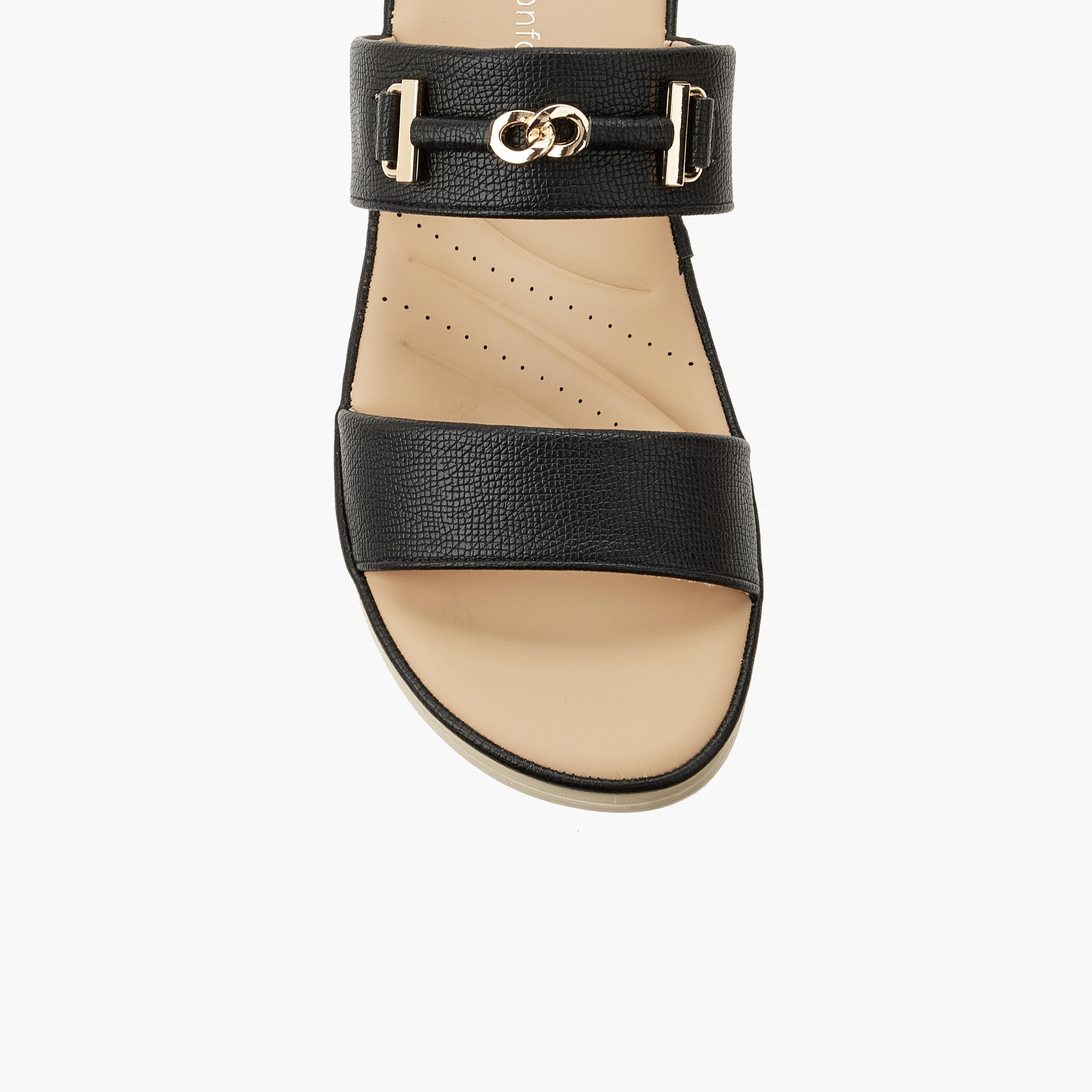Le Confort Women Metallic Detail Slide Sandals-women-shoes-flats-sandals-image-4