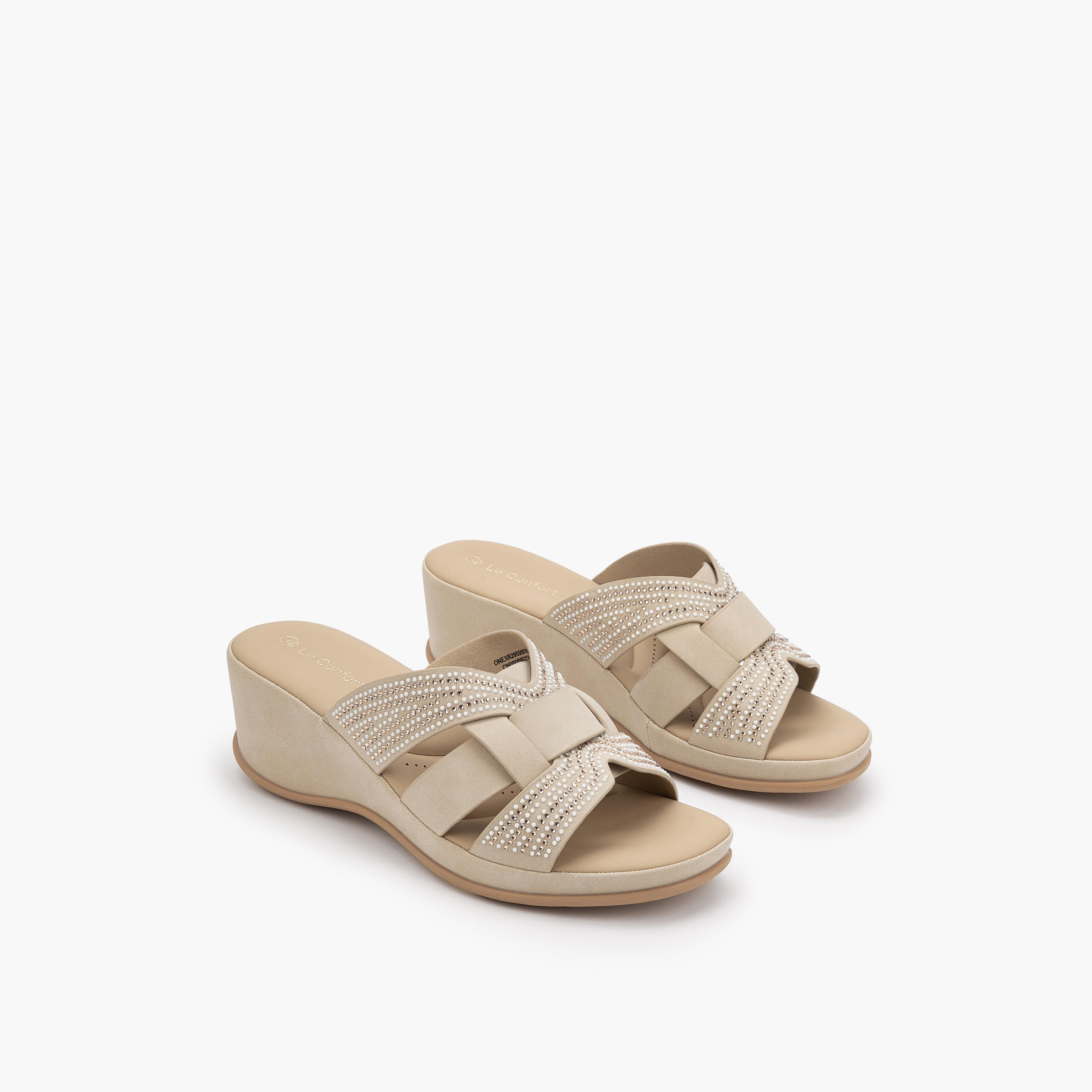 Le Confort Women Embellished Wedge Heel Comfort Sandals-women-shoes-sandals-heeled-image-1