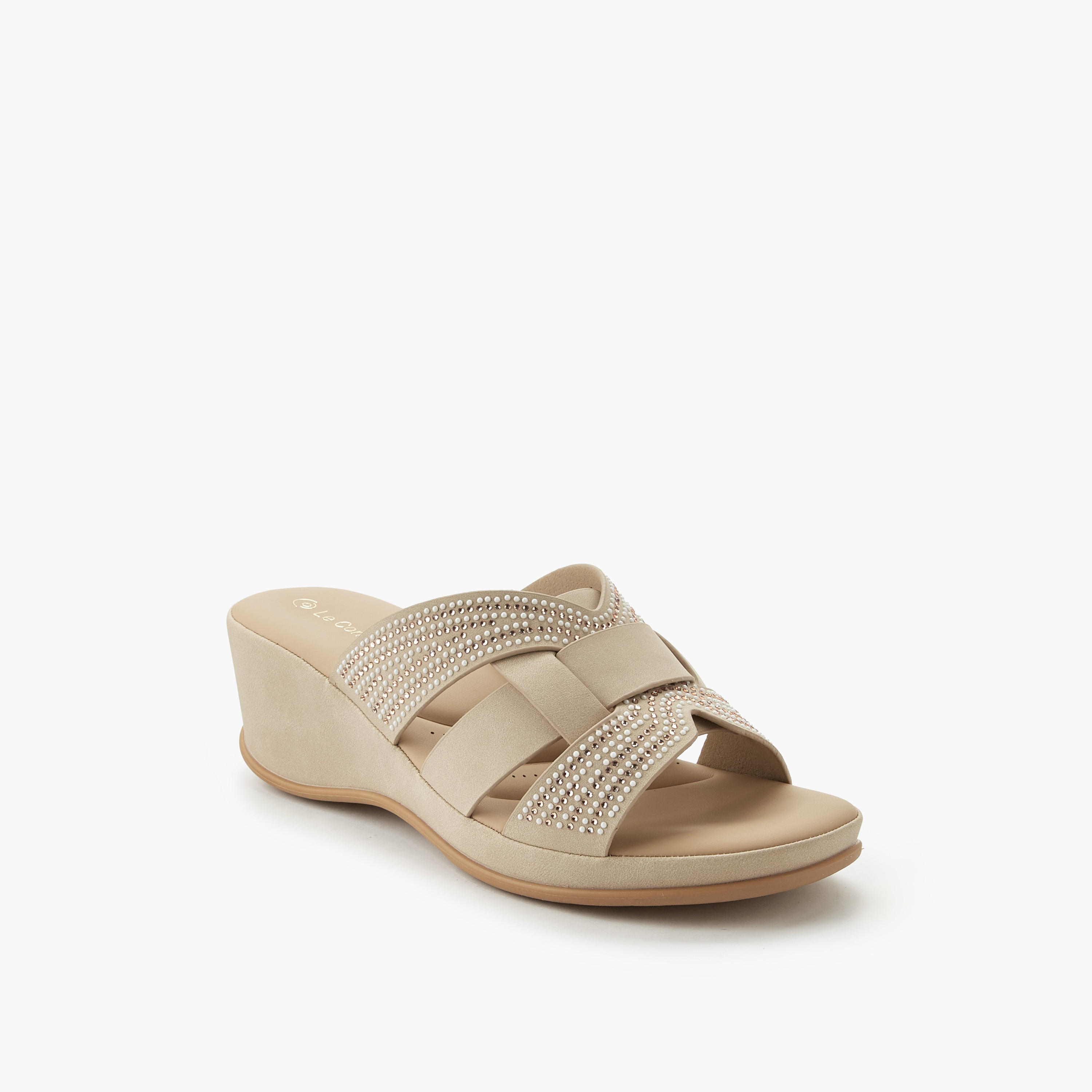 Le Confort Women Embellished Wedge Heel Comfort Sandals-women-shoes-sandals-heeled-image-2