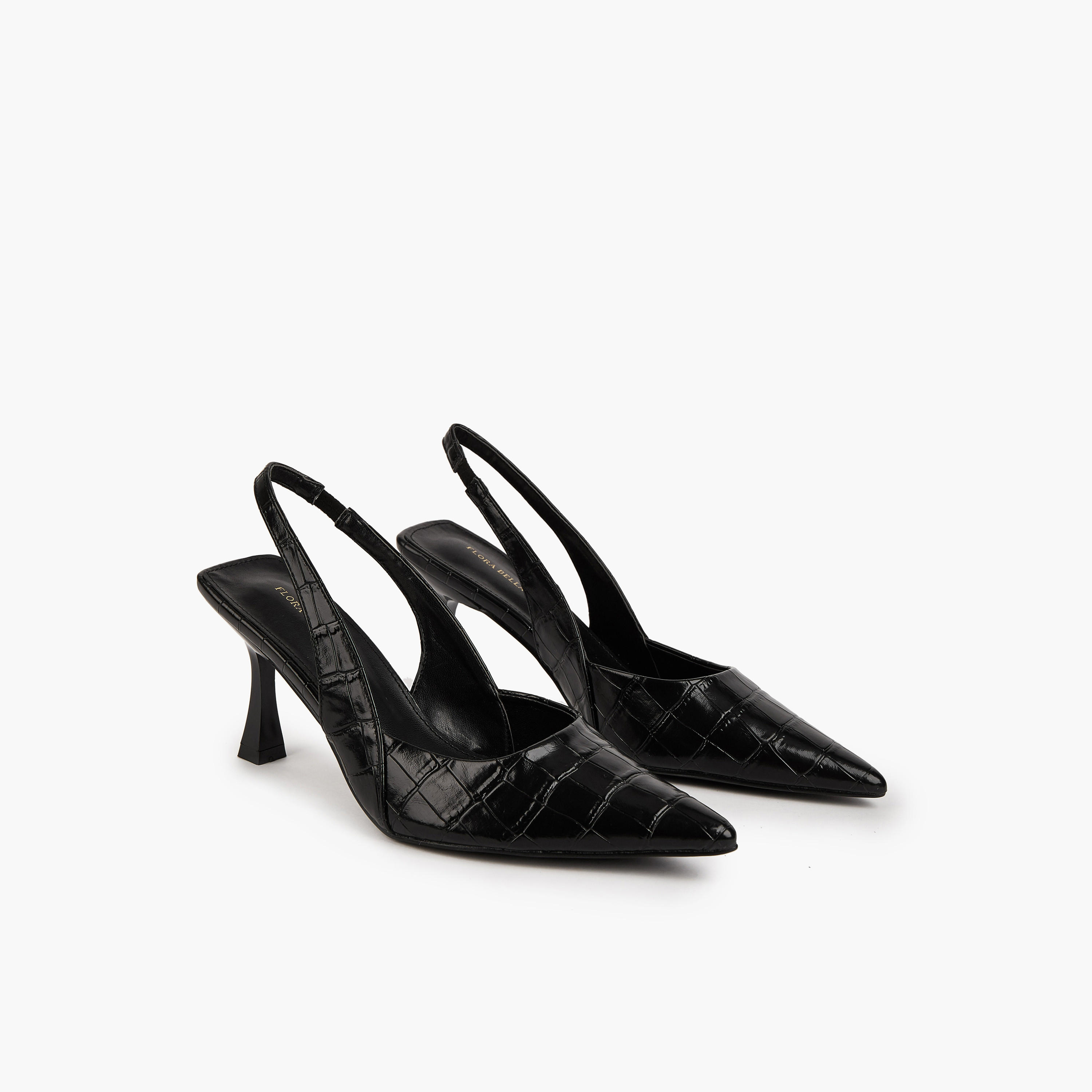 Flora Bella Textured Slingback Shoes with Flared Heels-women-shoes-heels-image-1