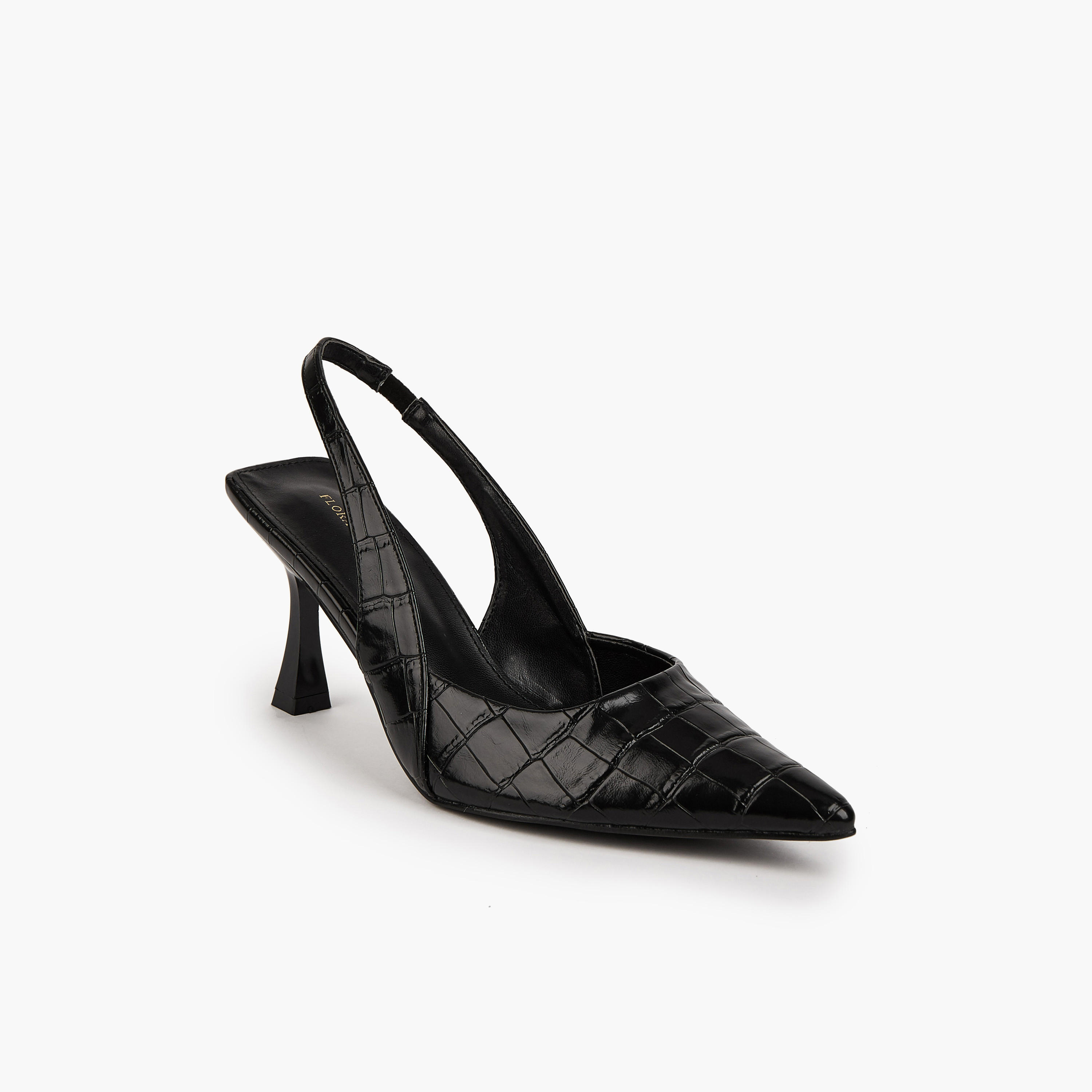 Flora Bella Textured Slingback Shoes with Flared Heels-women-shoes-heels-image-3