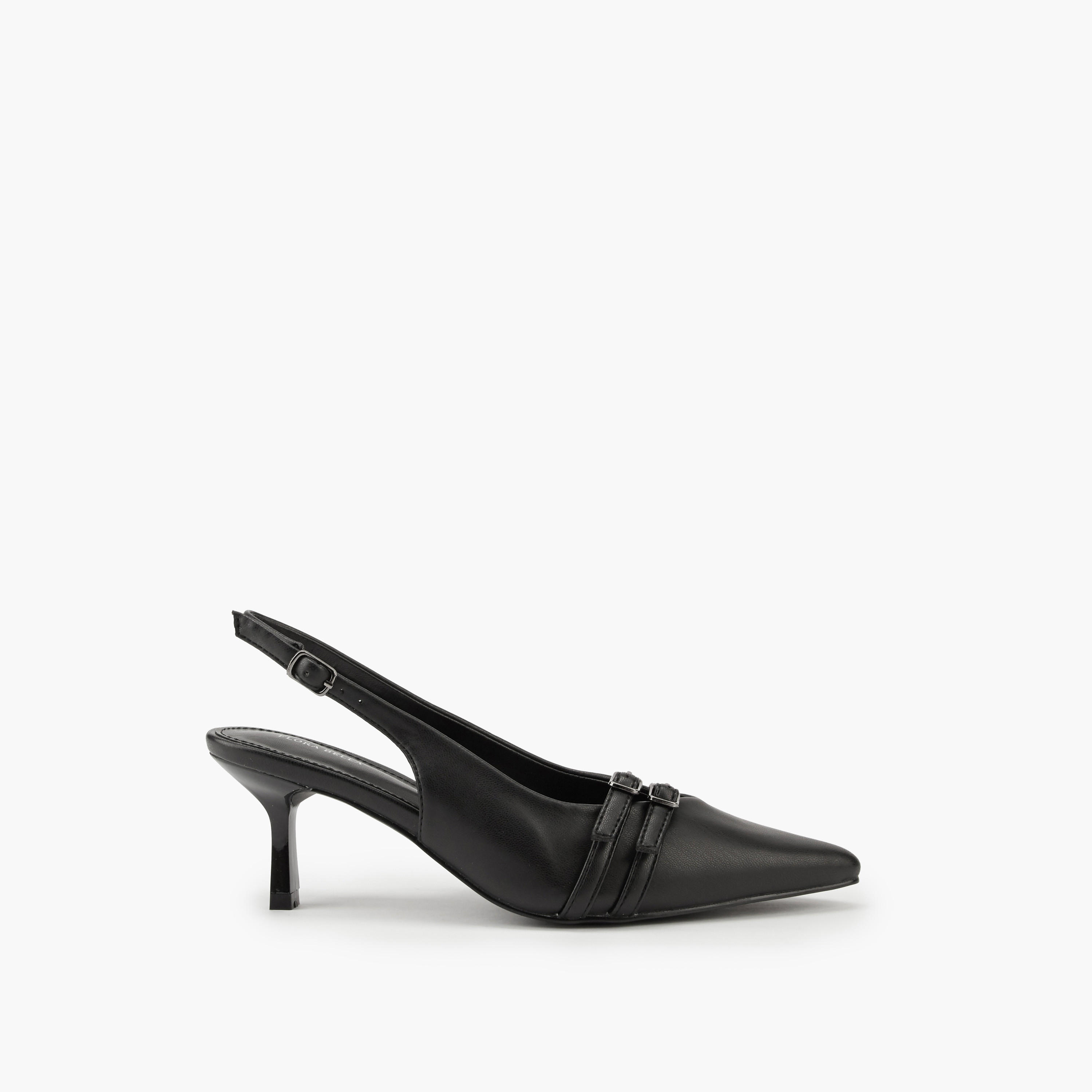 Flora Bella Buckle Accent Shoes with Flared Heels-women-shoes-heels-image-3