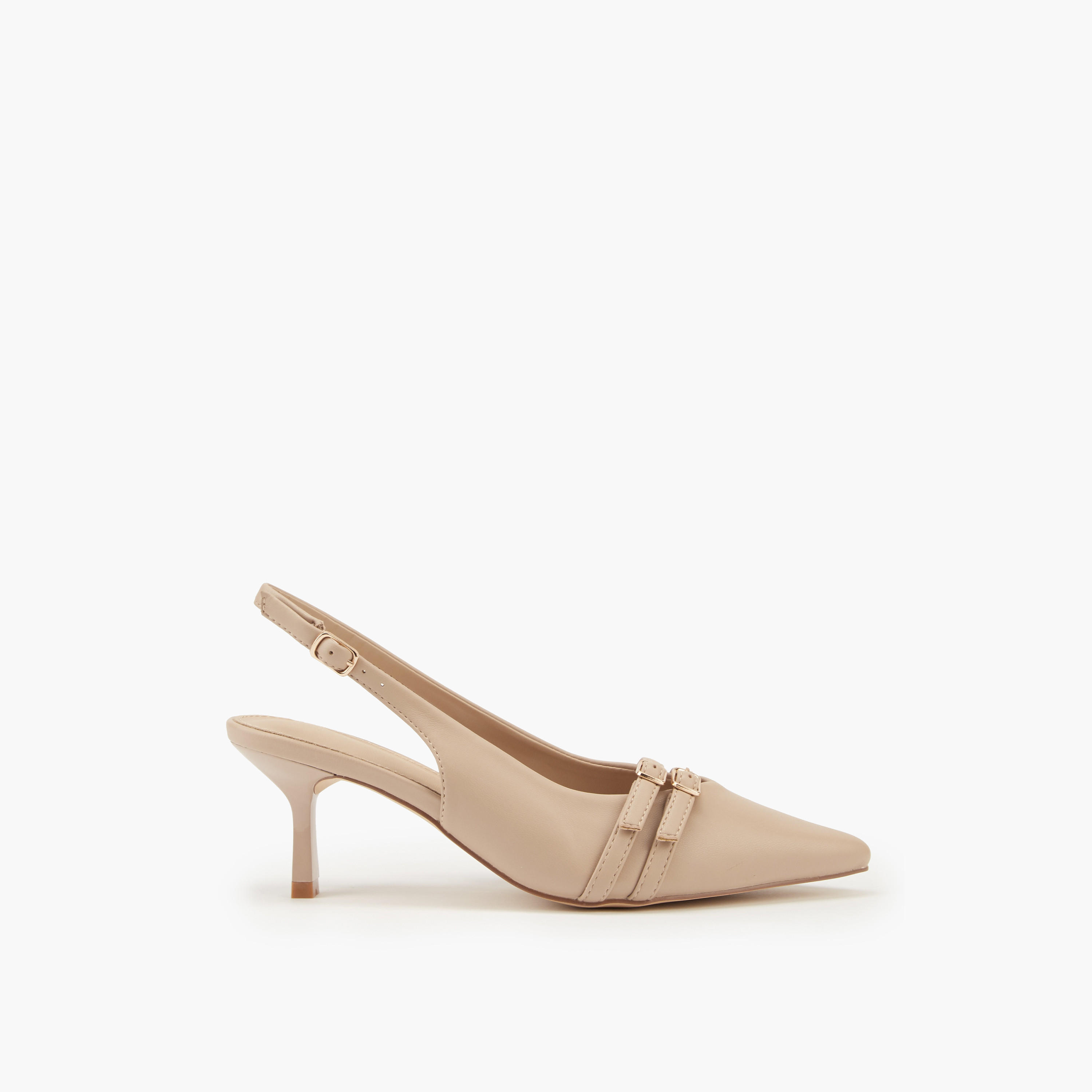 Flora Bella Buckle Accent Shoes with Flared Heels-women-shoes-heels-image-3