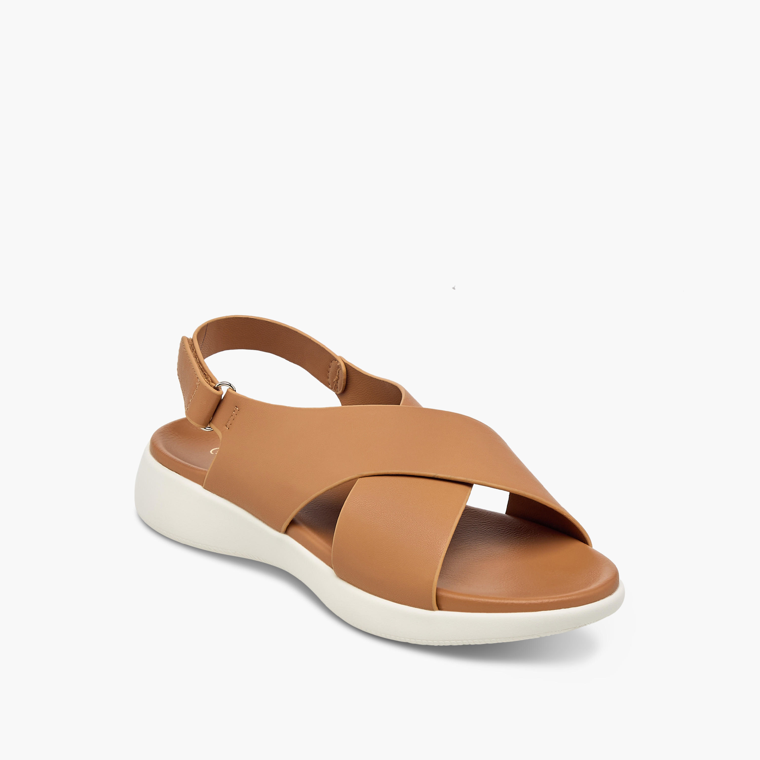 Le Confort Solid Cross Strap Comfort Sandals with Hook and Loop Closure-women-shoes-flats-sandals-image-2