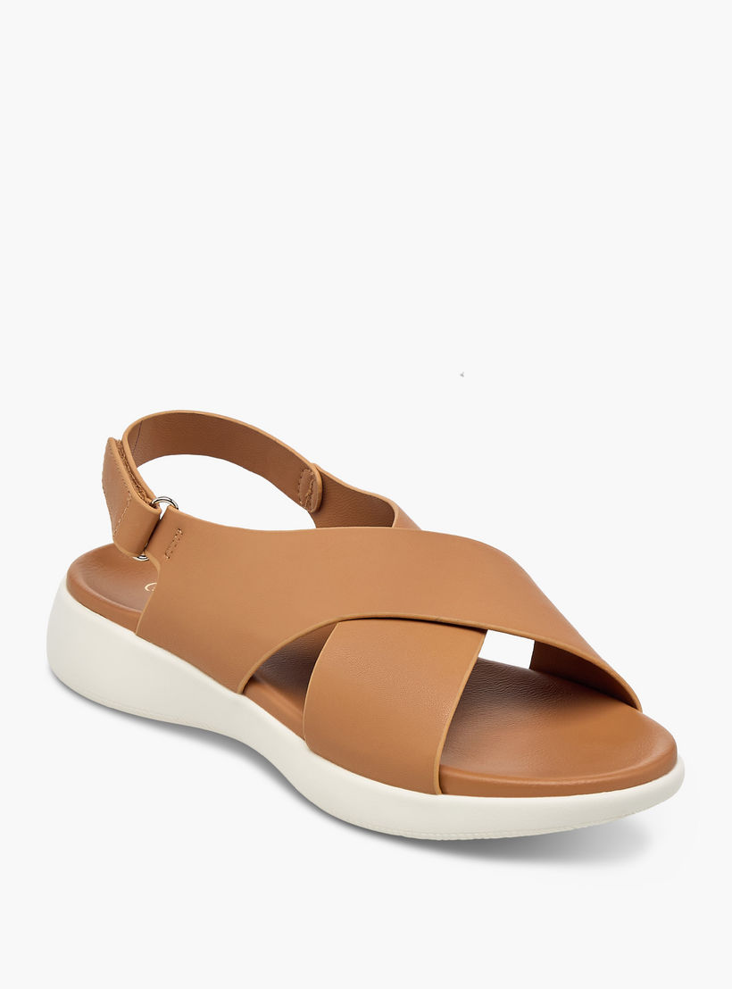 Le Confort Solid Cross Strap Comfort Sandals with Hook and Loop Closure-women-shoes-flats-sandals-image-2