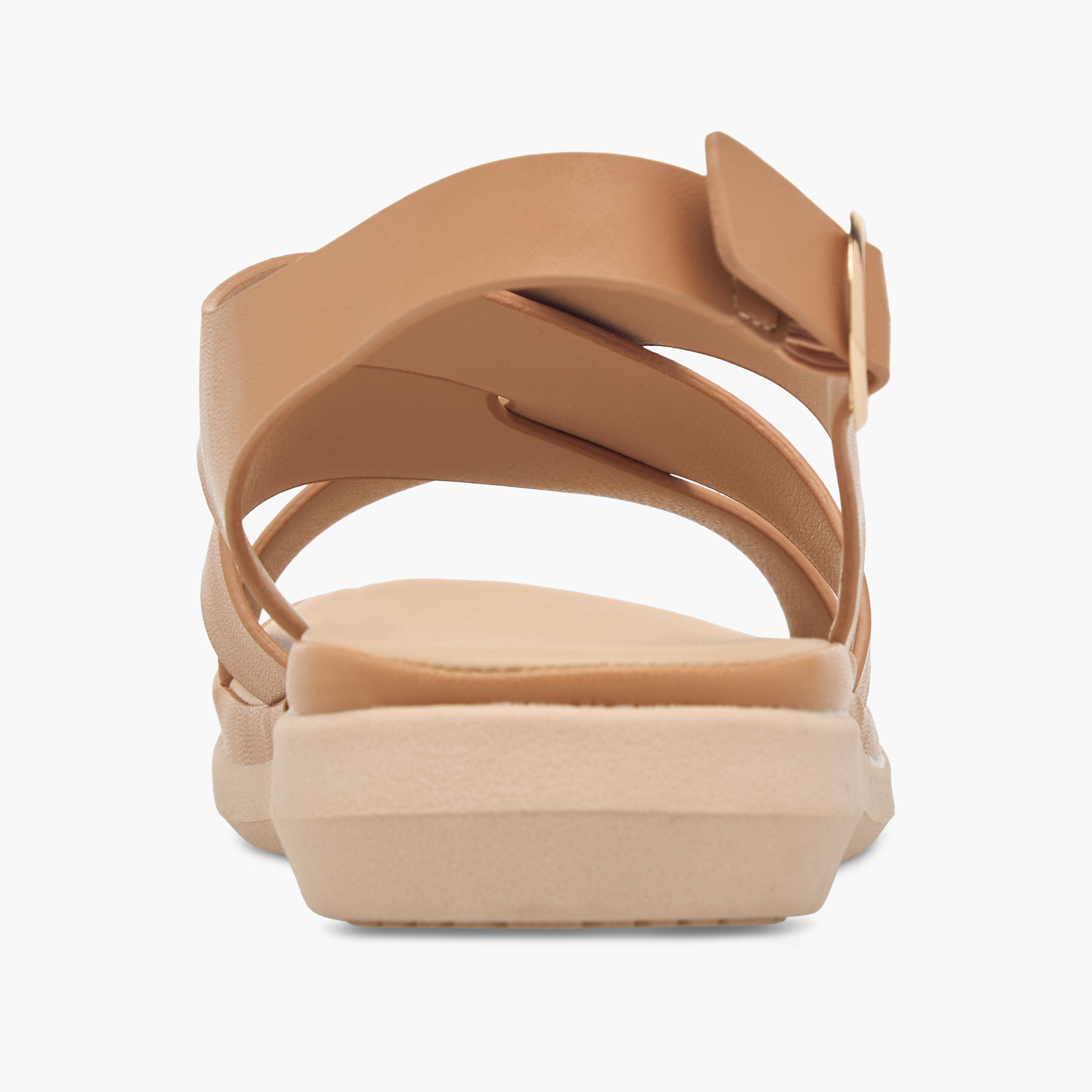 Le Confort Solid Cross Strap Comfort Sandals with Buckle Closure-women-shoes-flats-sandals-image-5
