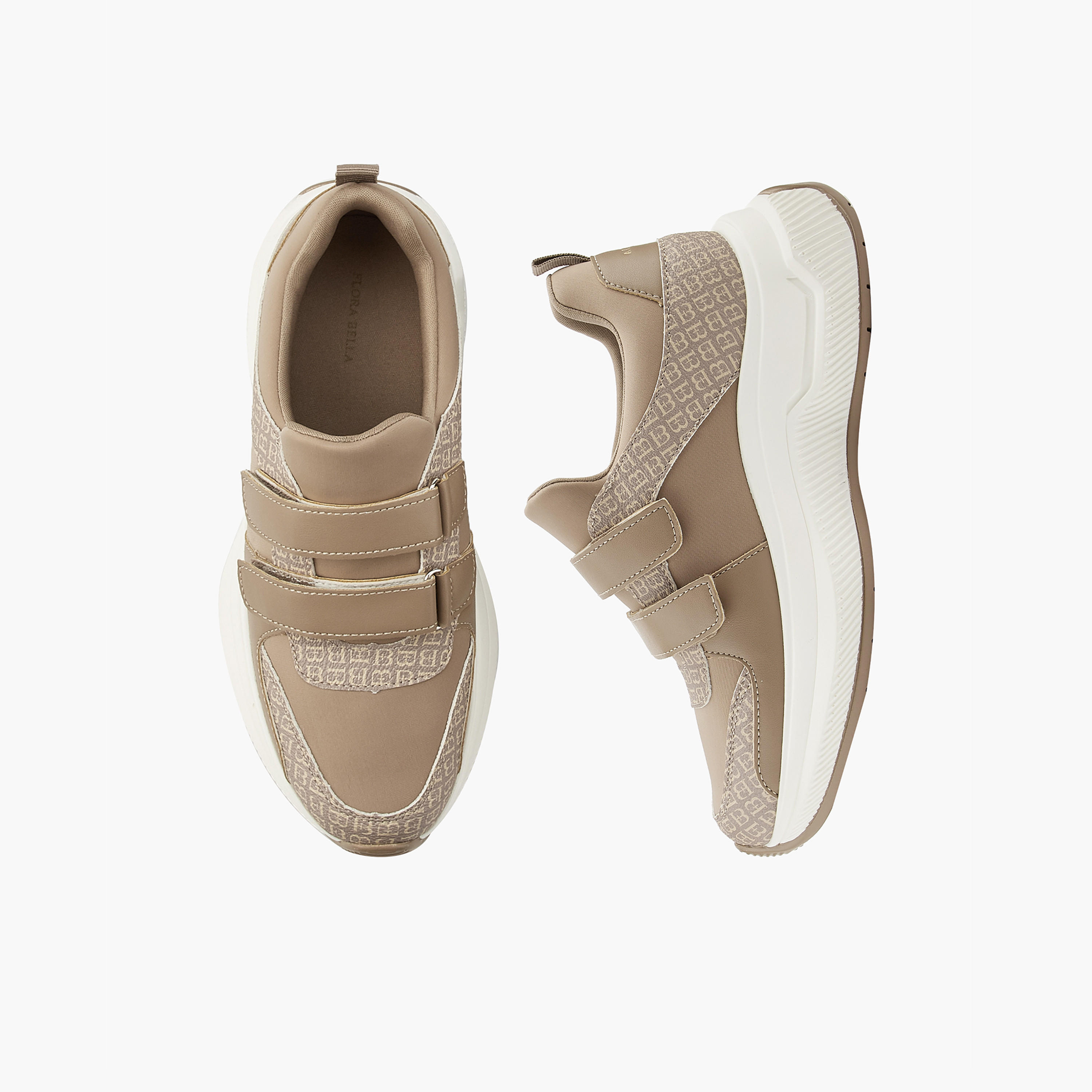 Flora Bella Monogram Print Sneakers with Hook and Loop Closure-women-shoes-sneakers-image-1