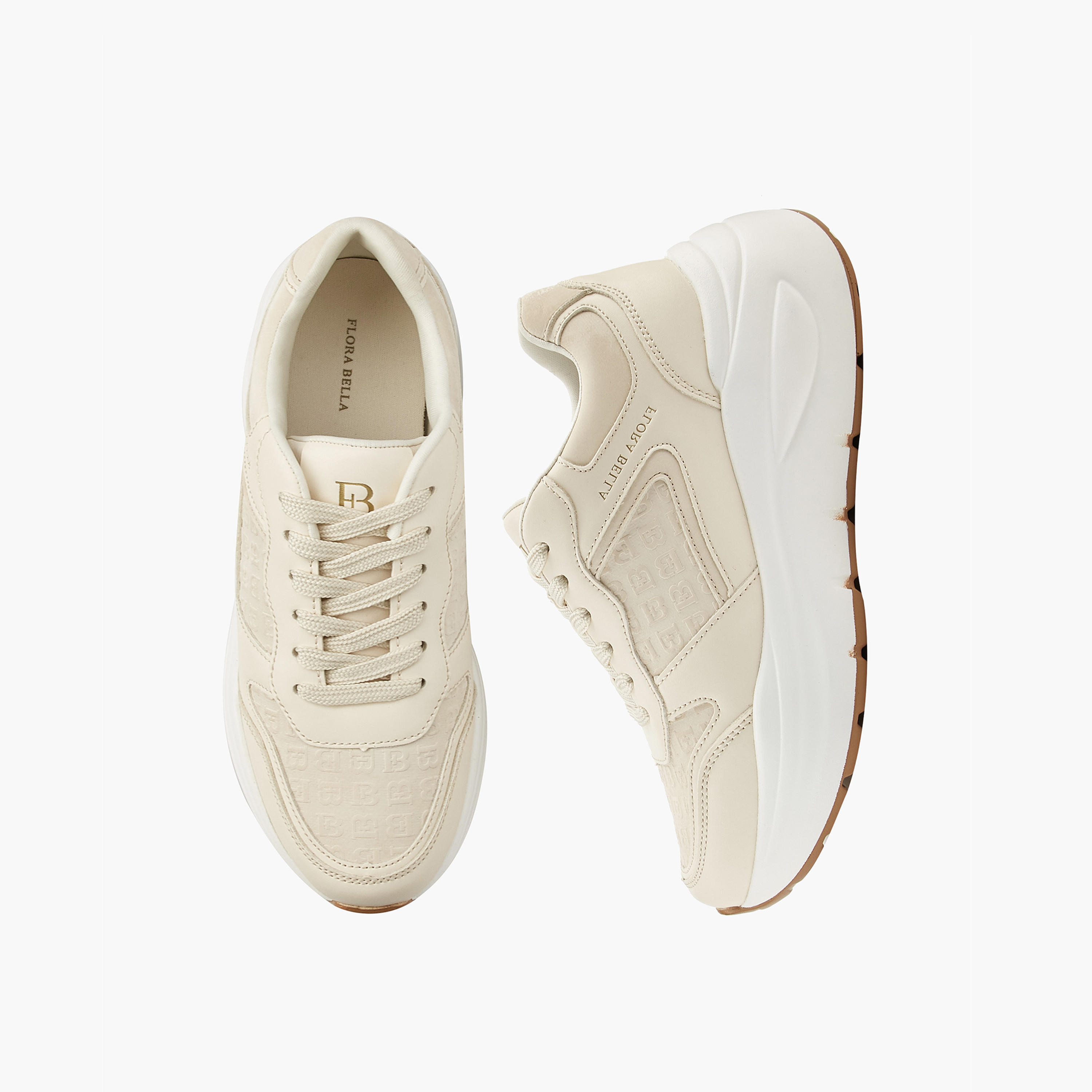 حذاء سنيكرز بنقوش مونوجرام وشريط إغلاق من فلورا بيلا-women-shoes-sneakers-image-1