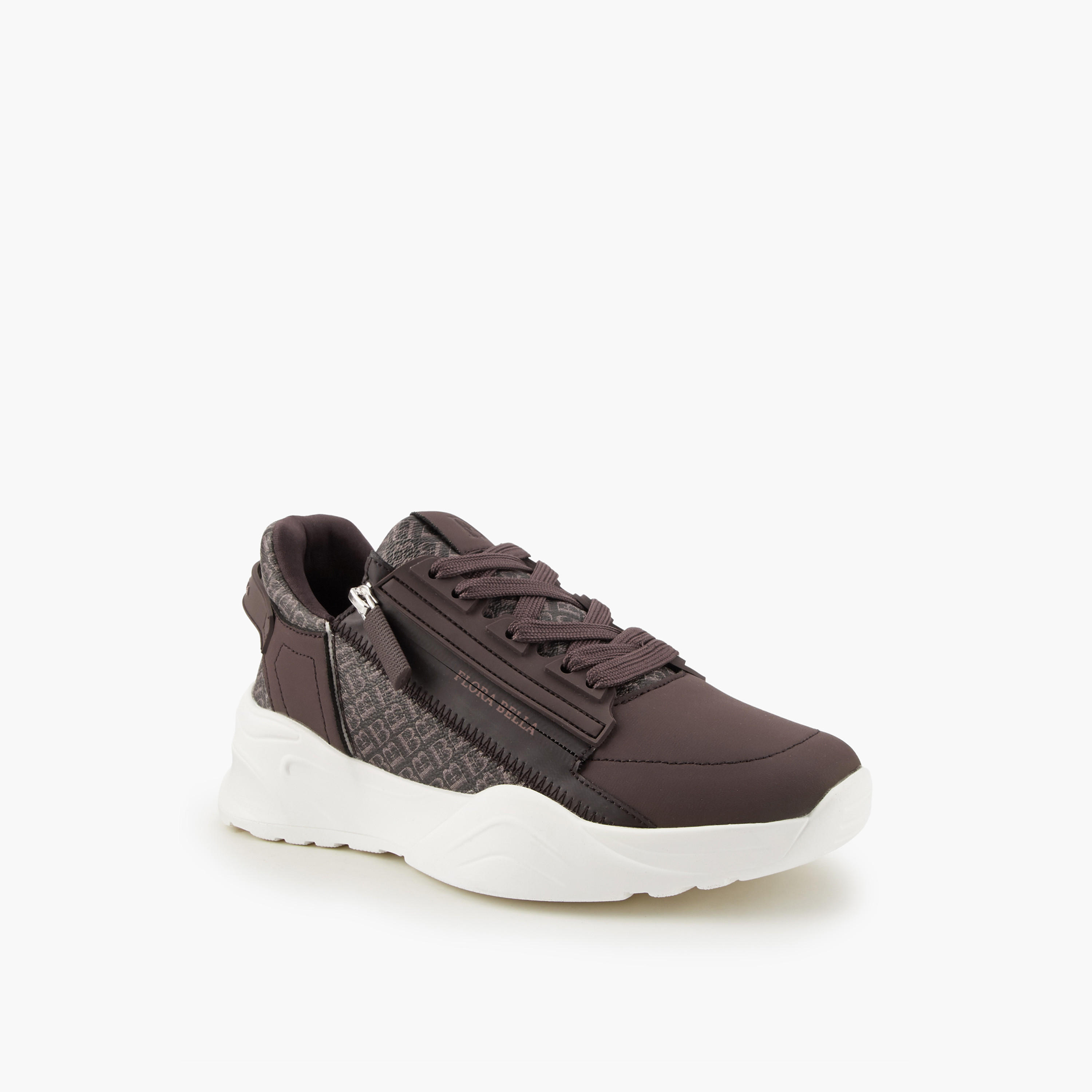 حذاء سنيكرز برباط إغلاق وطبعات مونوجرام من فلورا بيلا-women-shoes-sneakers-image-3