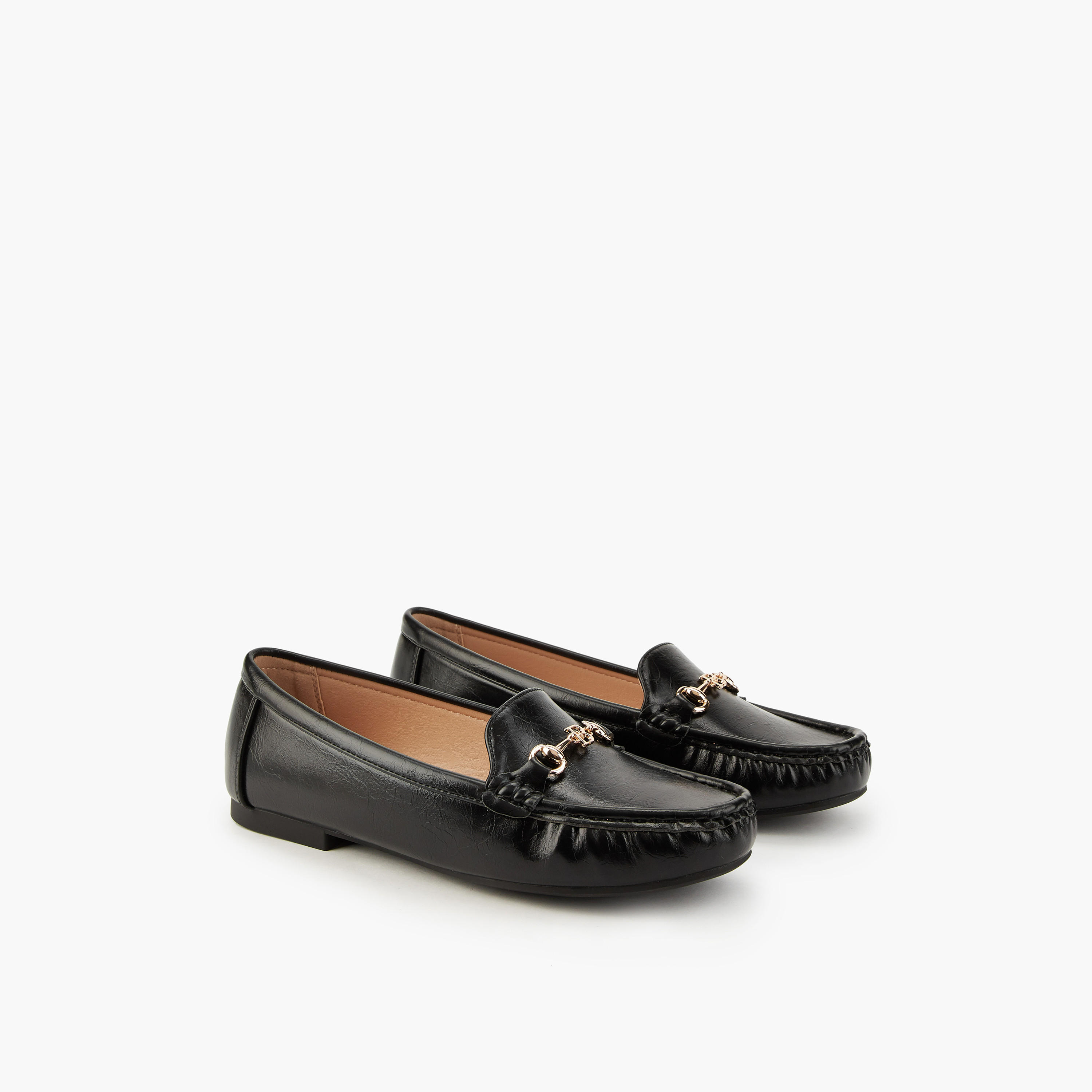 Flora Bella Solid Slip-On Loafers with Metallic Accent-women-shoes-loafersandmoccasins-image-1