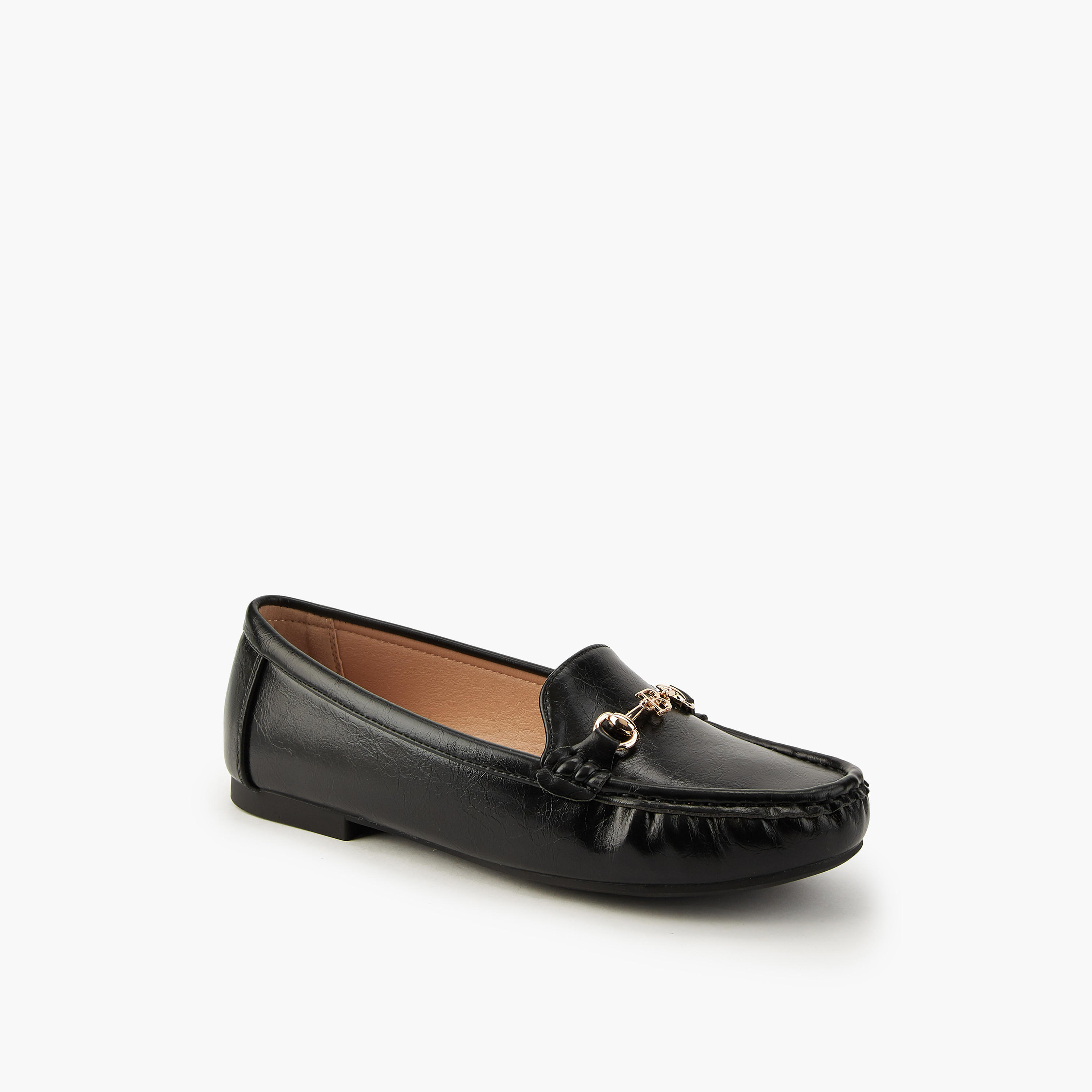 Flora Bella Solid Slip-On Loafers with Metallic Accent-women-shoes-loafersandmoccasins-image-3