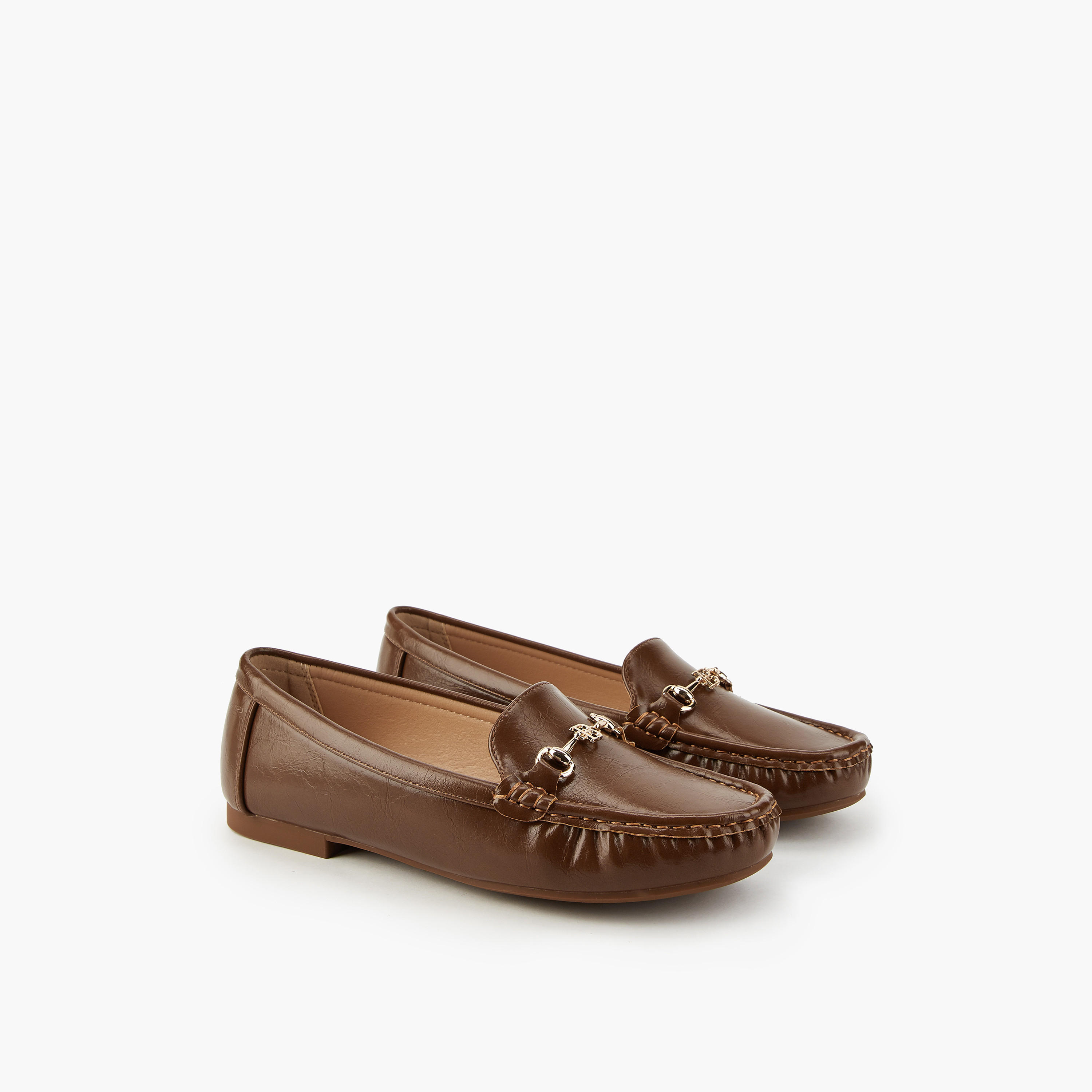 Flora Bella Solid Slip-On Loafers with Metallic Accent-women-shoes-loafersandmoccasins-image-1