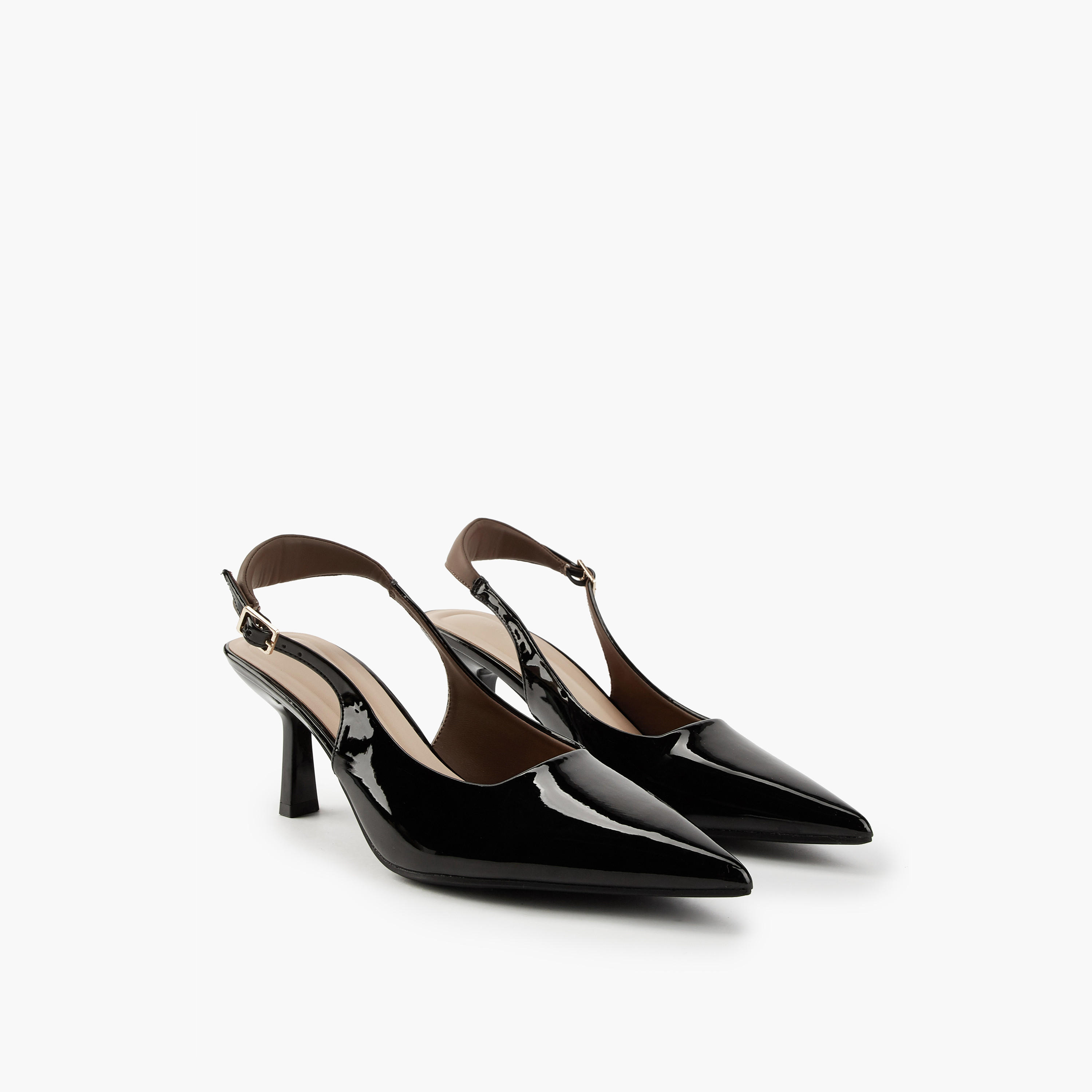 حذاء سادة بمقدمة مدببة وكعب ستيليتو وإبزيم إغلاق من فلورا بيلا-women-shoes-heels-image-1